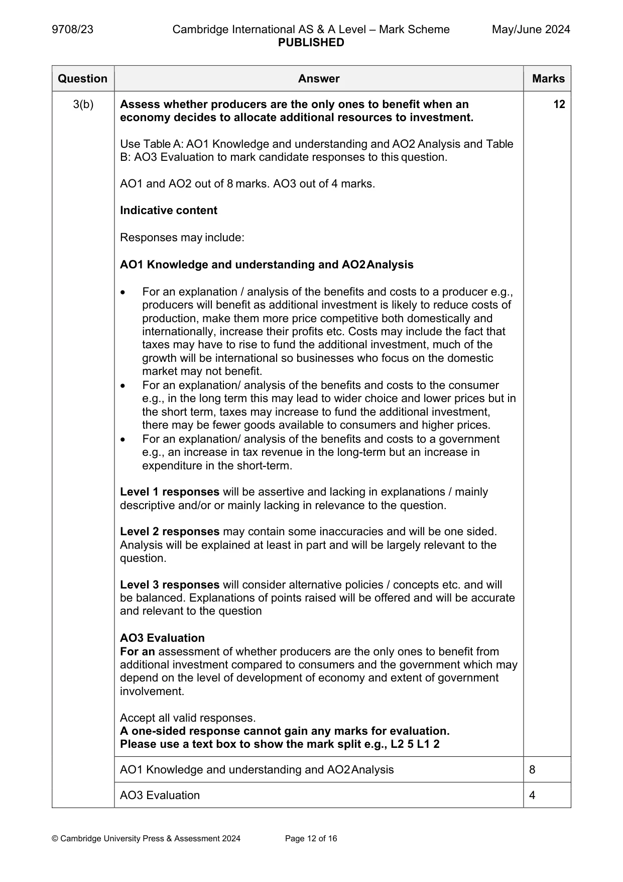 Mark scheme, page 12 of 16