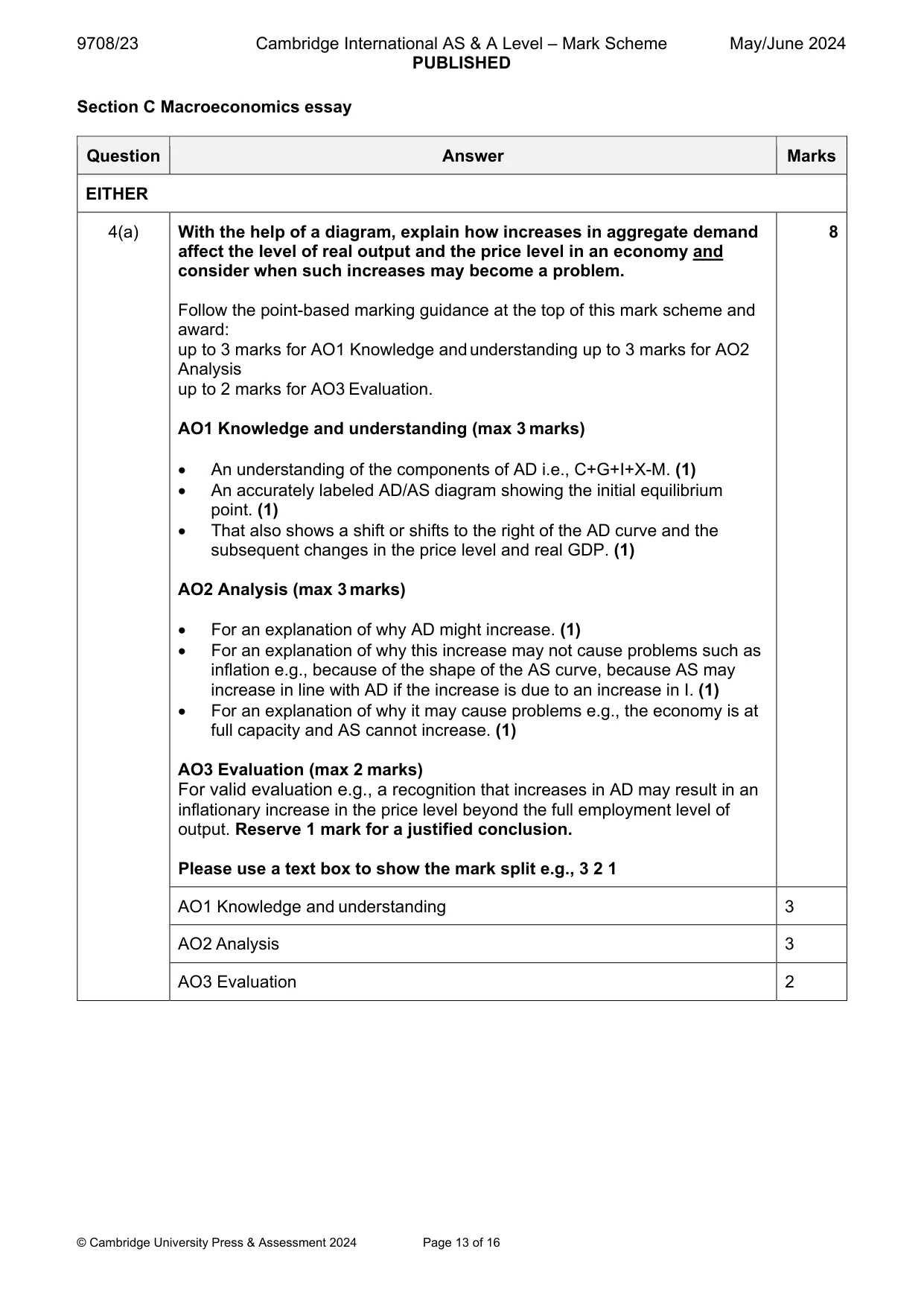 Mark scheme, page 13 of 16