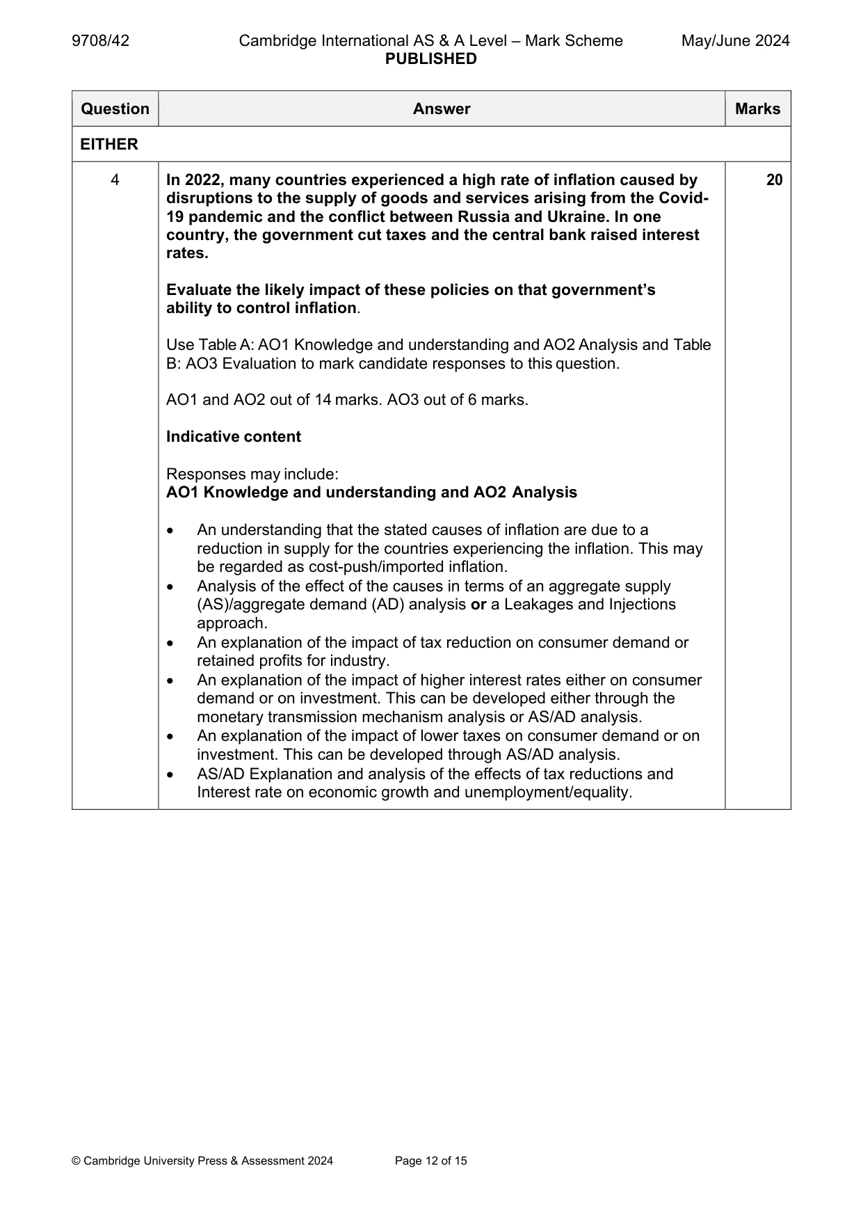 Mark scheme, page 12 of 15