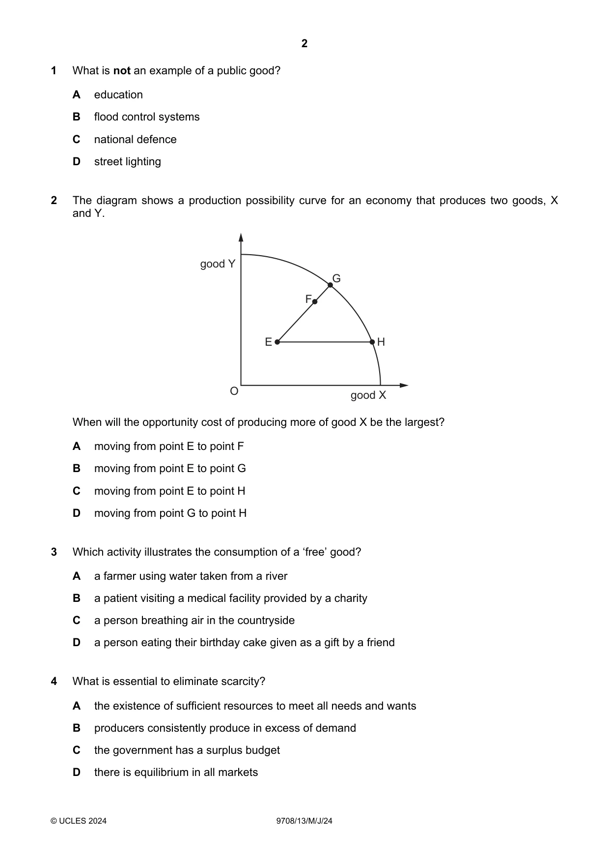 Cambridge A Level Economics 9708 2024 May/June Paper 1 · Variant 3 question paper, page 2 of 12