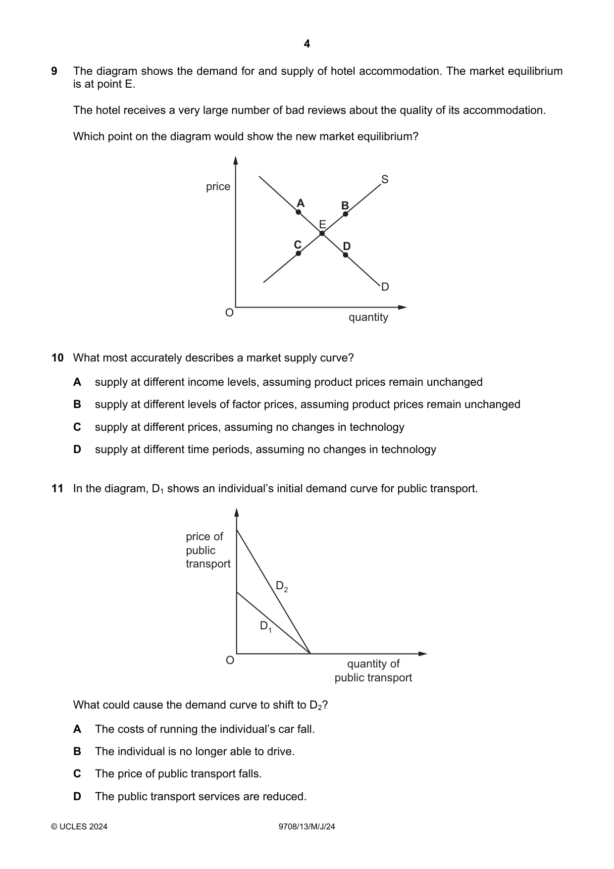Cambridge A Level Economics 9708 2024 May/June Paper 1 · Variant 3 question paper, page 4 of 12