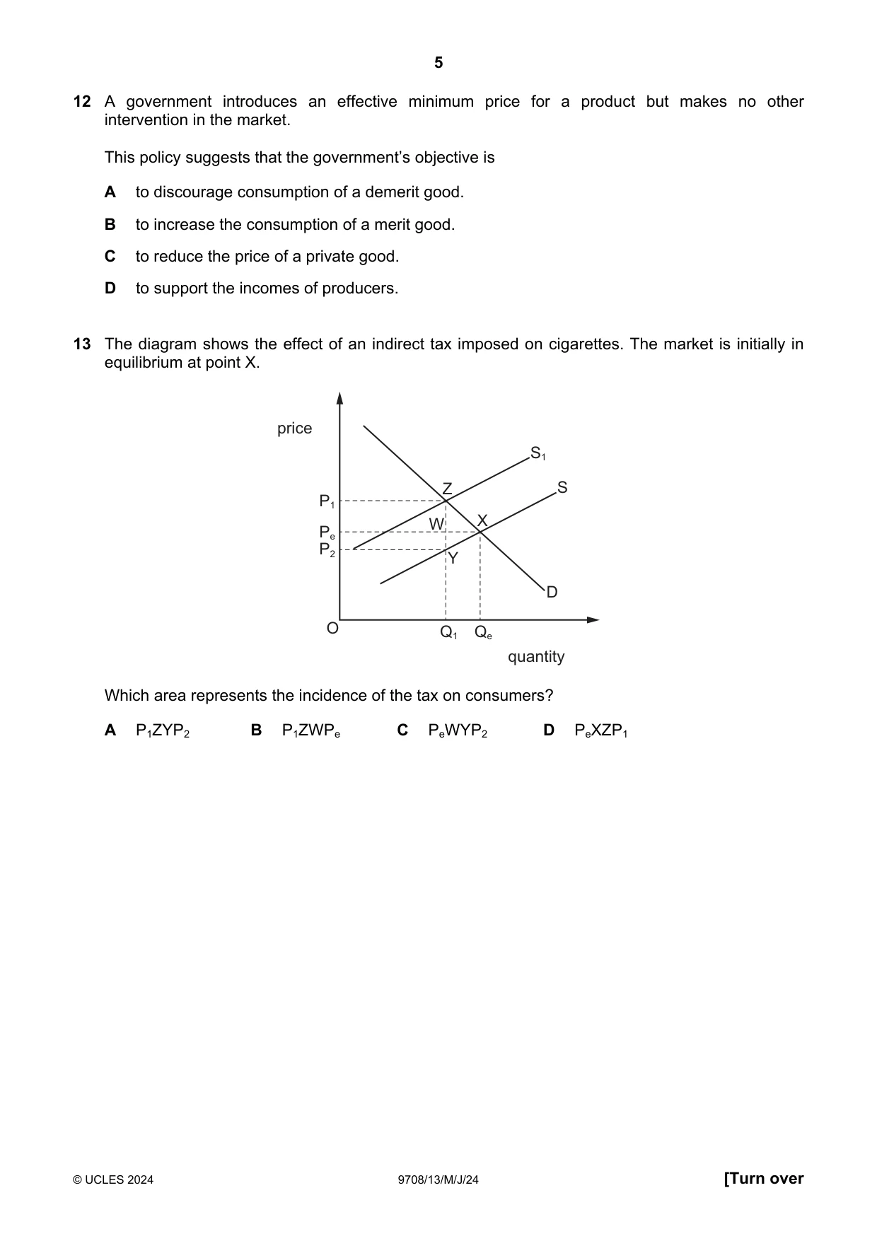 Cambridge A Level Economics 9708 2024 May/June Paper 1 · Variant 3 question paper, page 5 of 12