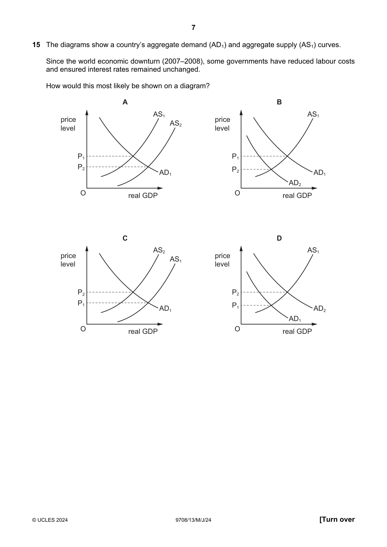 Cambridge A Level Economics 9708 2024 May/June Paper 1 · Variant 3 question paper, page 7 of 12