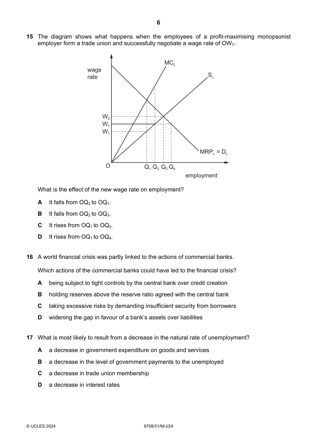 Cambridge A Level Economics 9708 2024 May/June Paper 3 · Variant 1 question paper, page 6 of 12