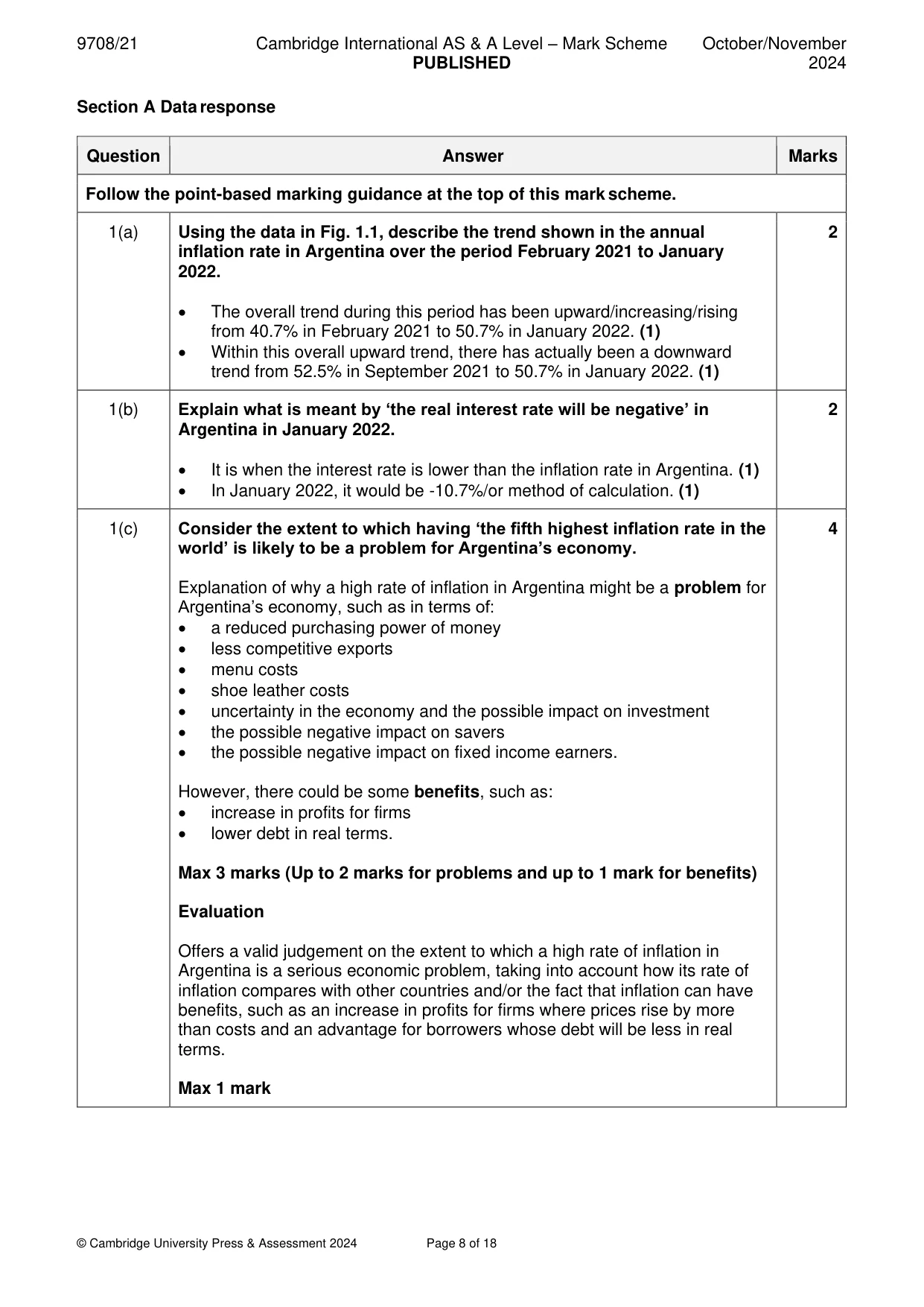 Mark scheme, page 8 of 18