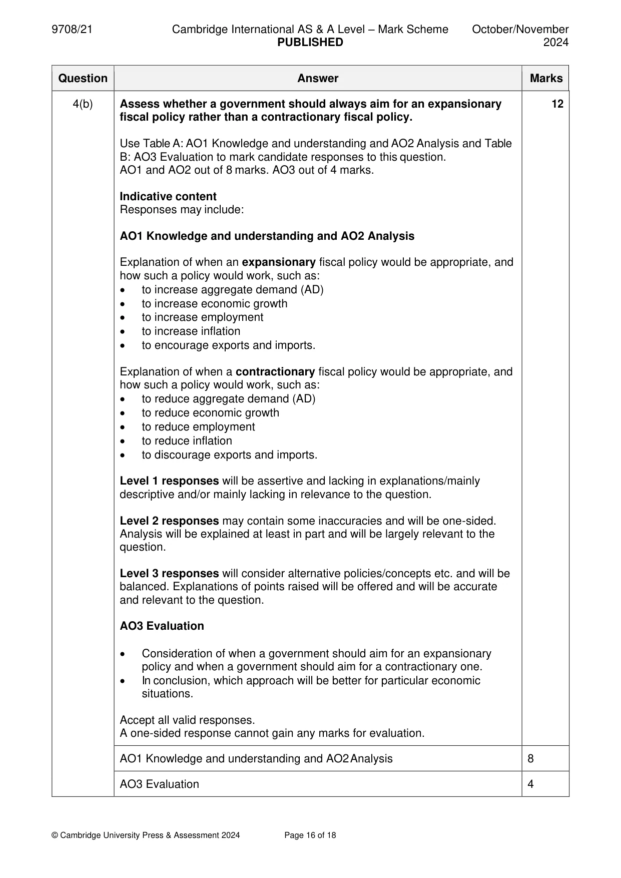 Mark scheme, page 16 of 18
