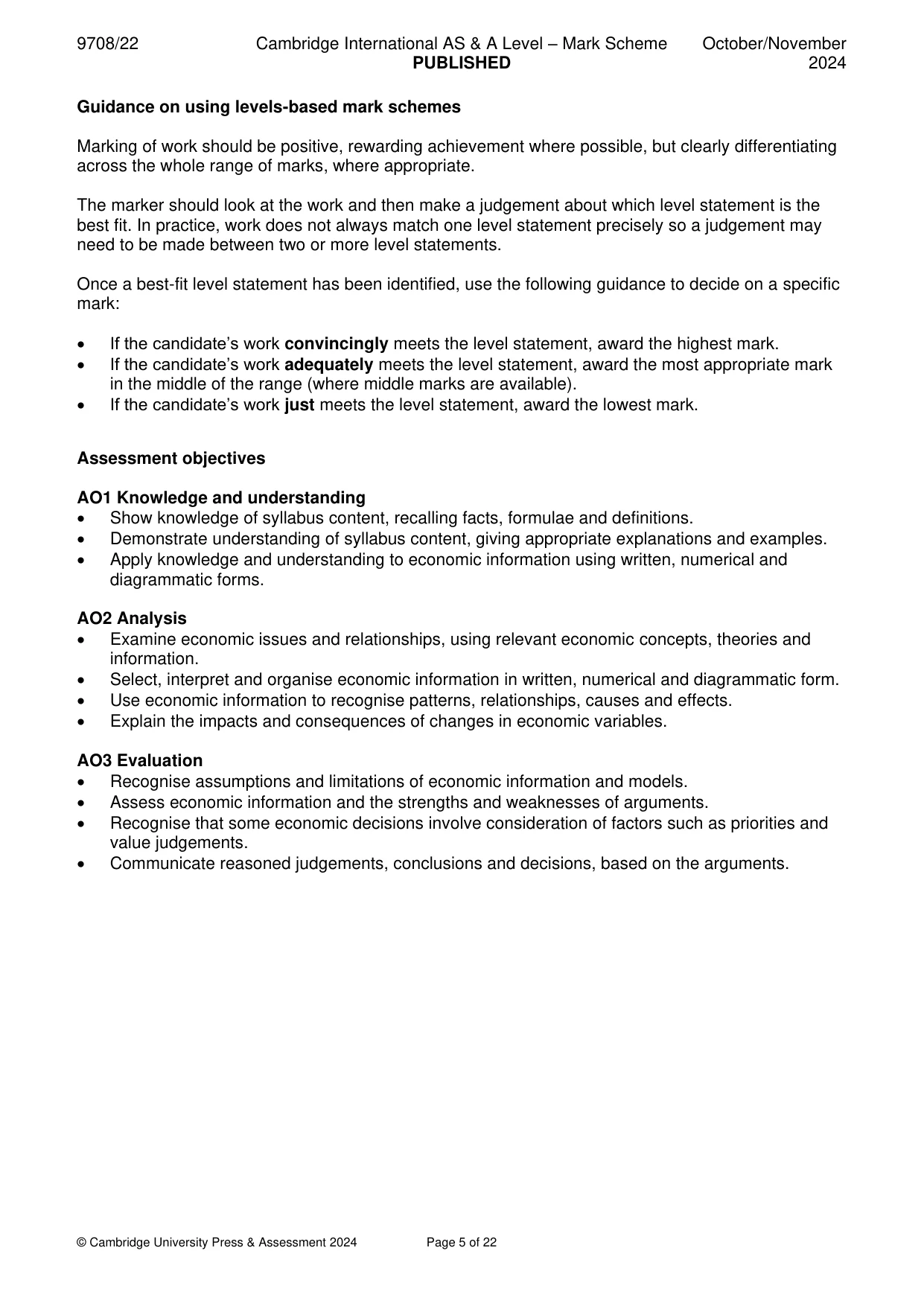 Mark scheme, page 5 of 22