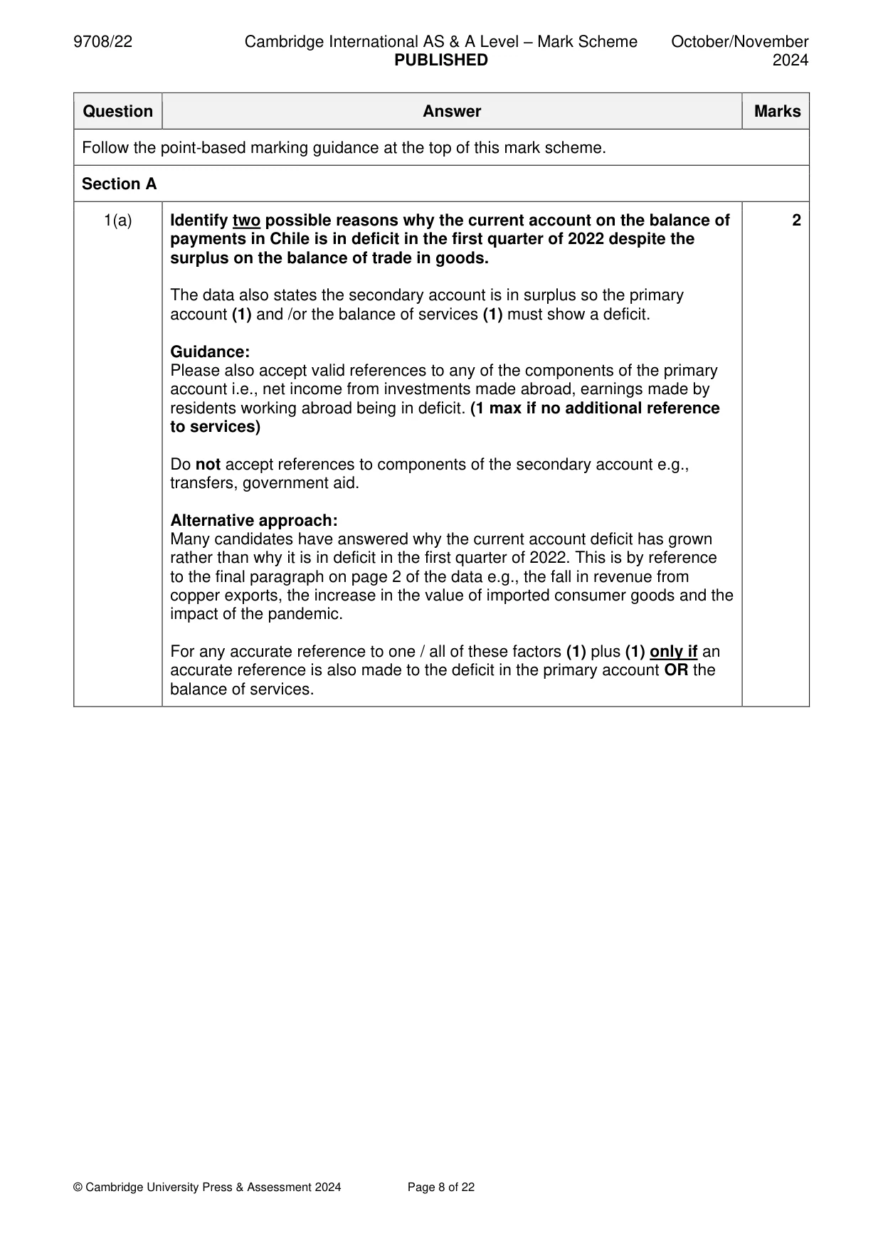 Mark scheme, page 8 of 22
