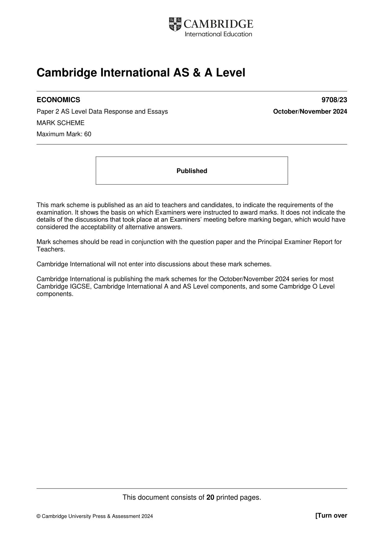 Mark scheme, page 1 of 20