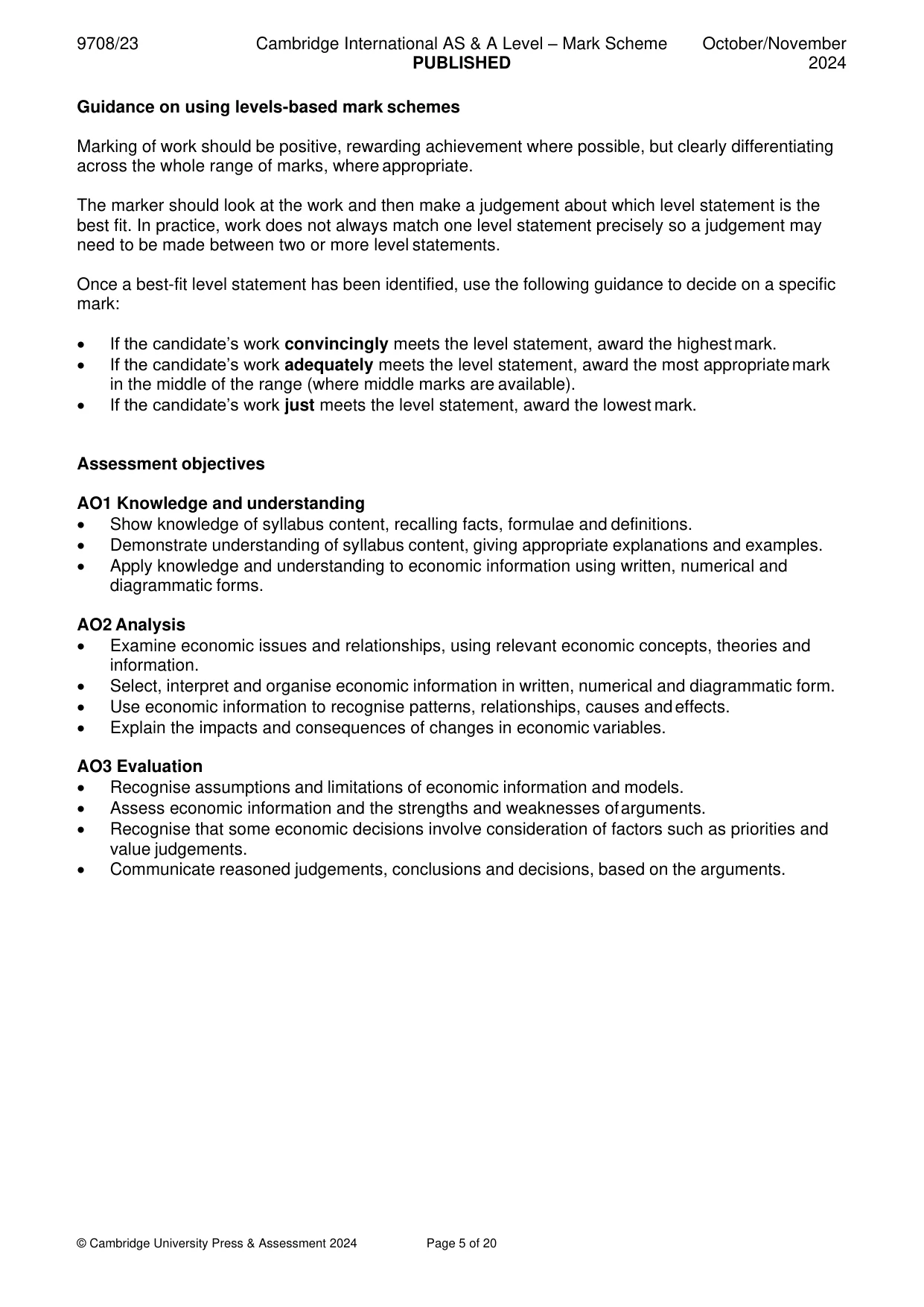 Mark scheme, page 5 of 20