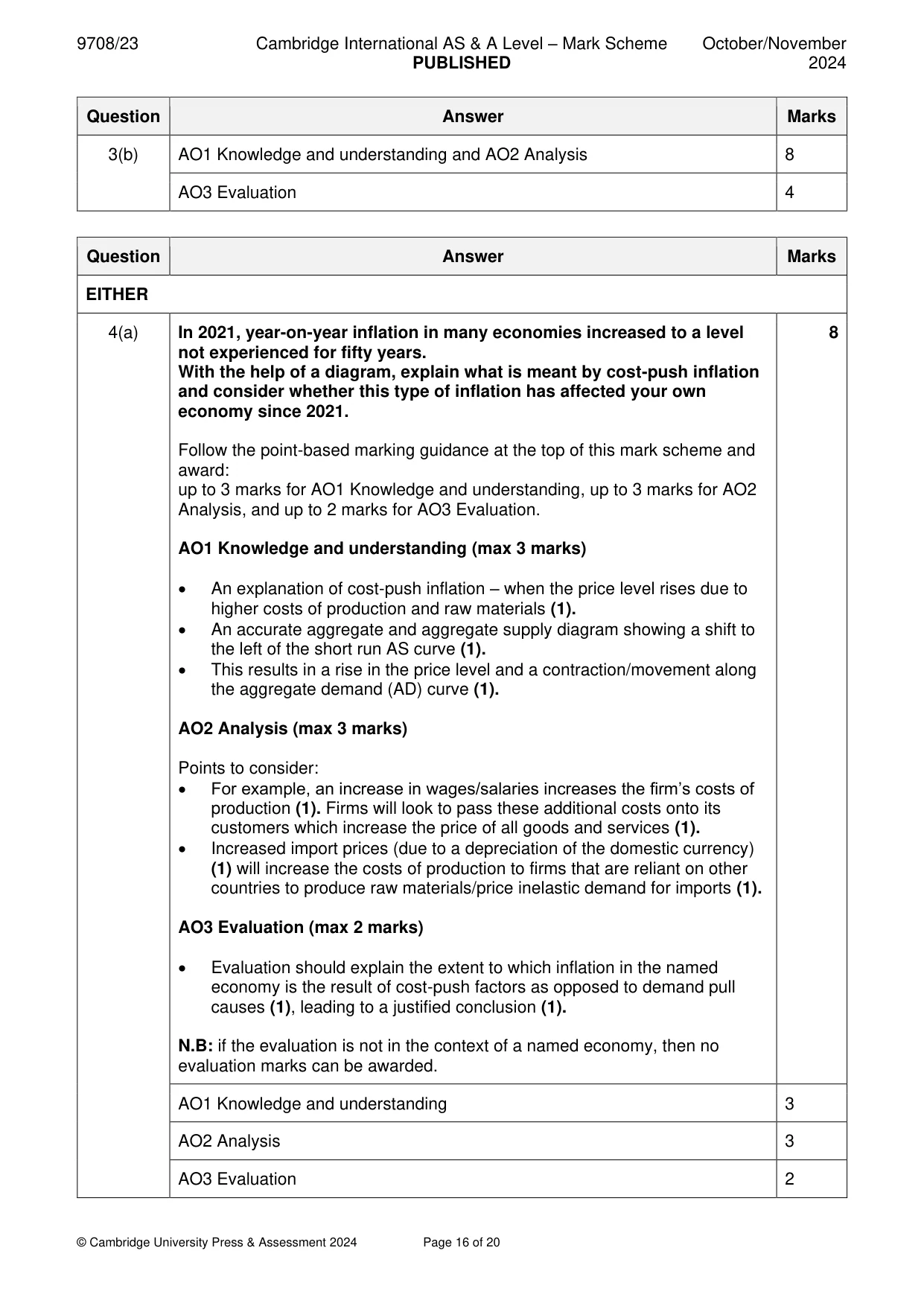 Mark scheme, page 16 of 20