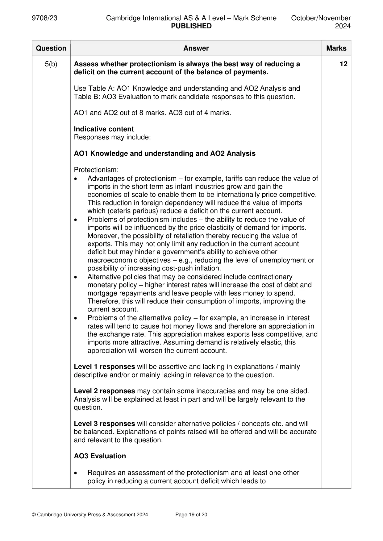 Mark scheme, page 19 of 20
