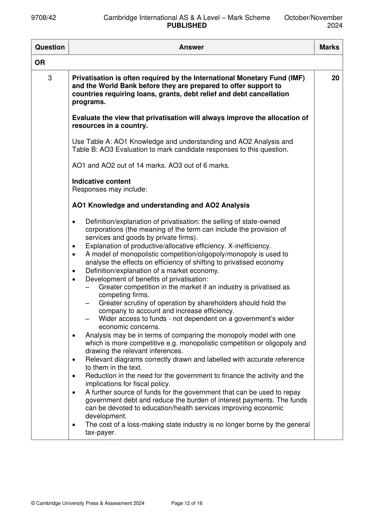 Mark scheme, page 12 of 16