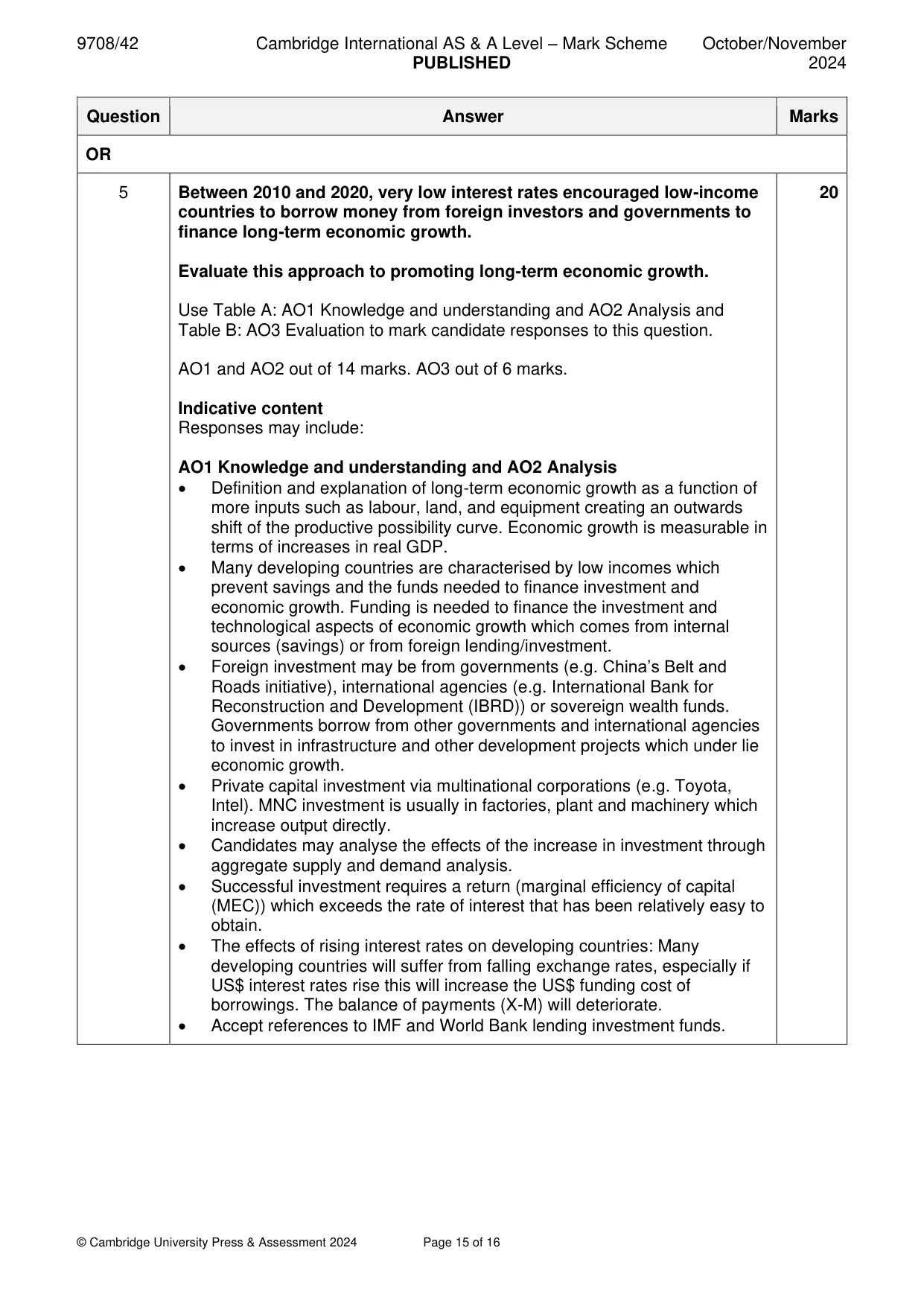 Mark scheme, page 15 of 16