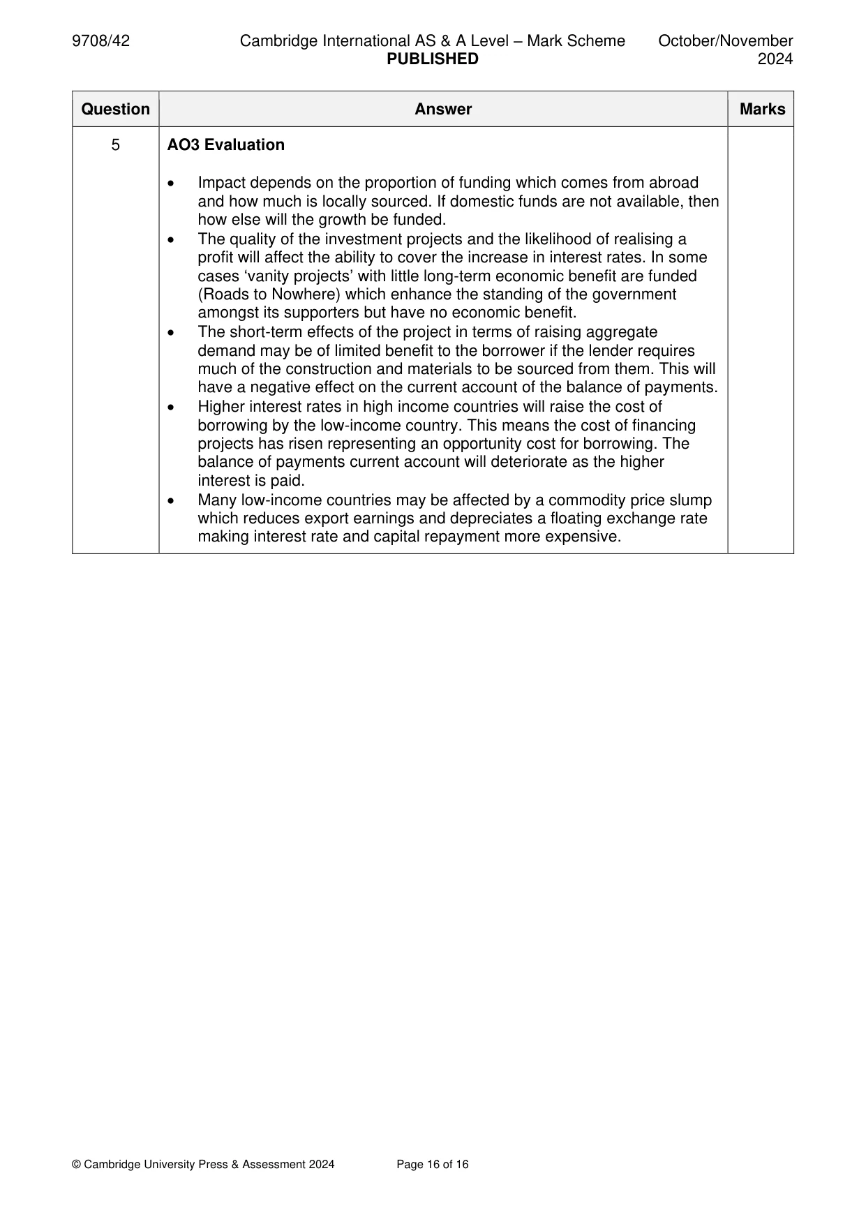 Mark scheme, page 16 of 16