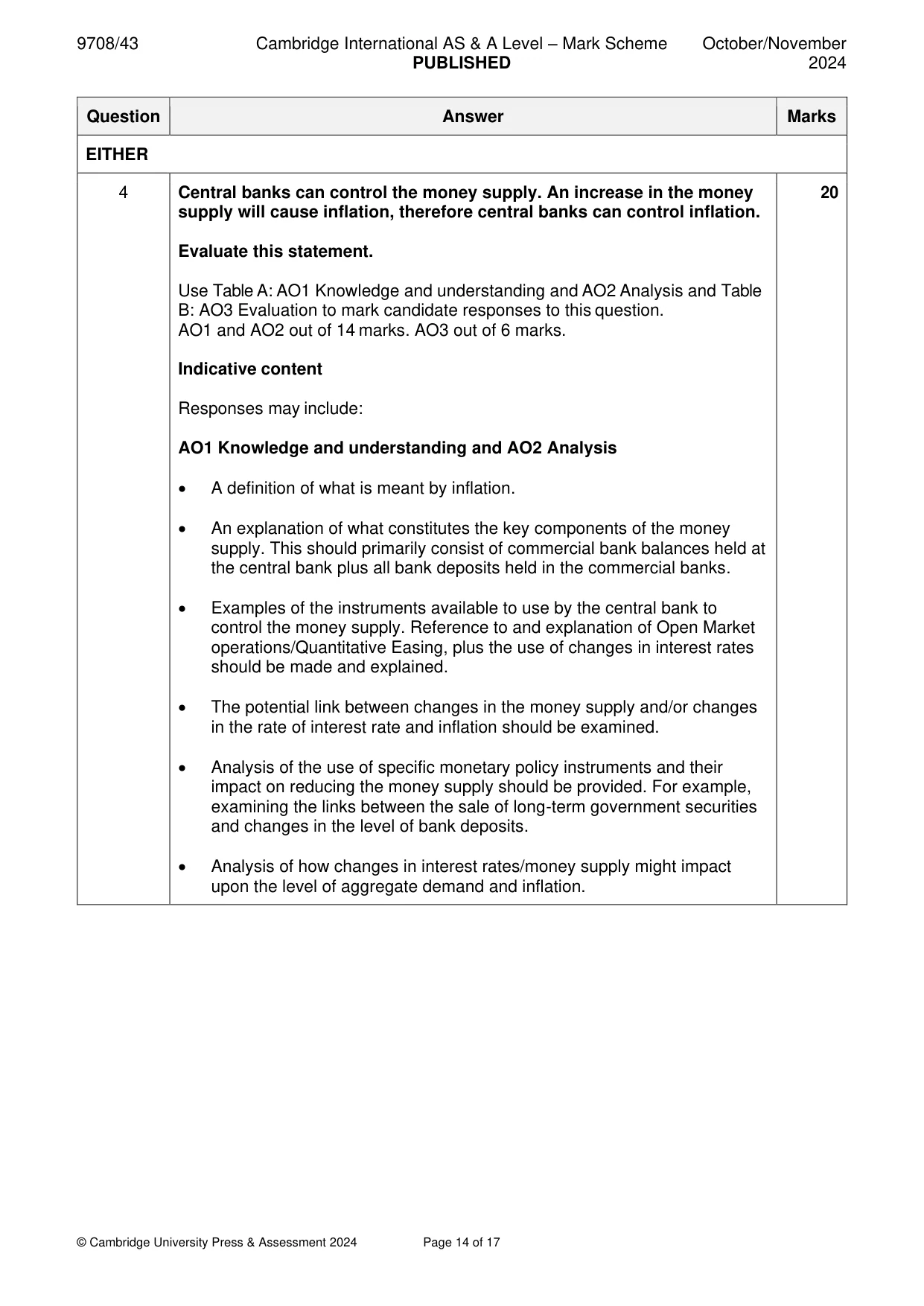 Mark scheme, page 14 of 17