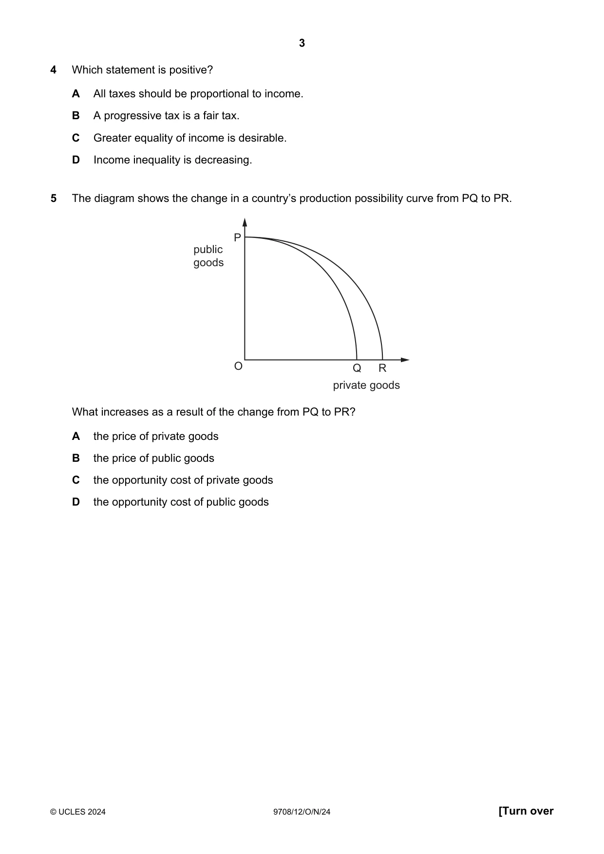 Cambridge A Level Economics 9708 2024 Oct/Nov Paper 1 · Variant 2 question paper, page 3 of 12
