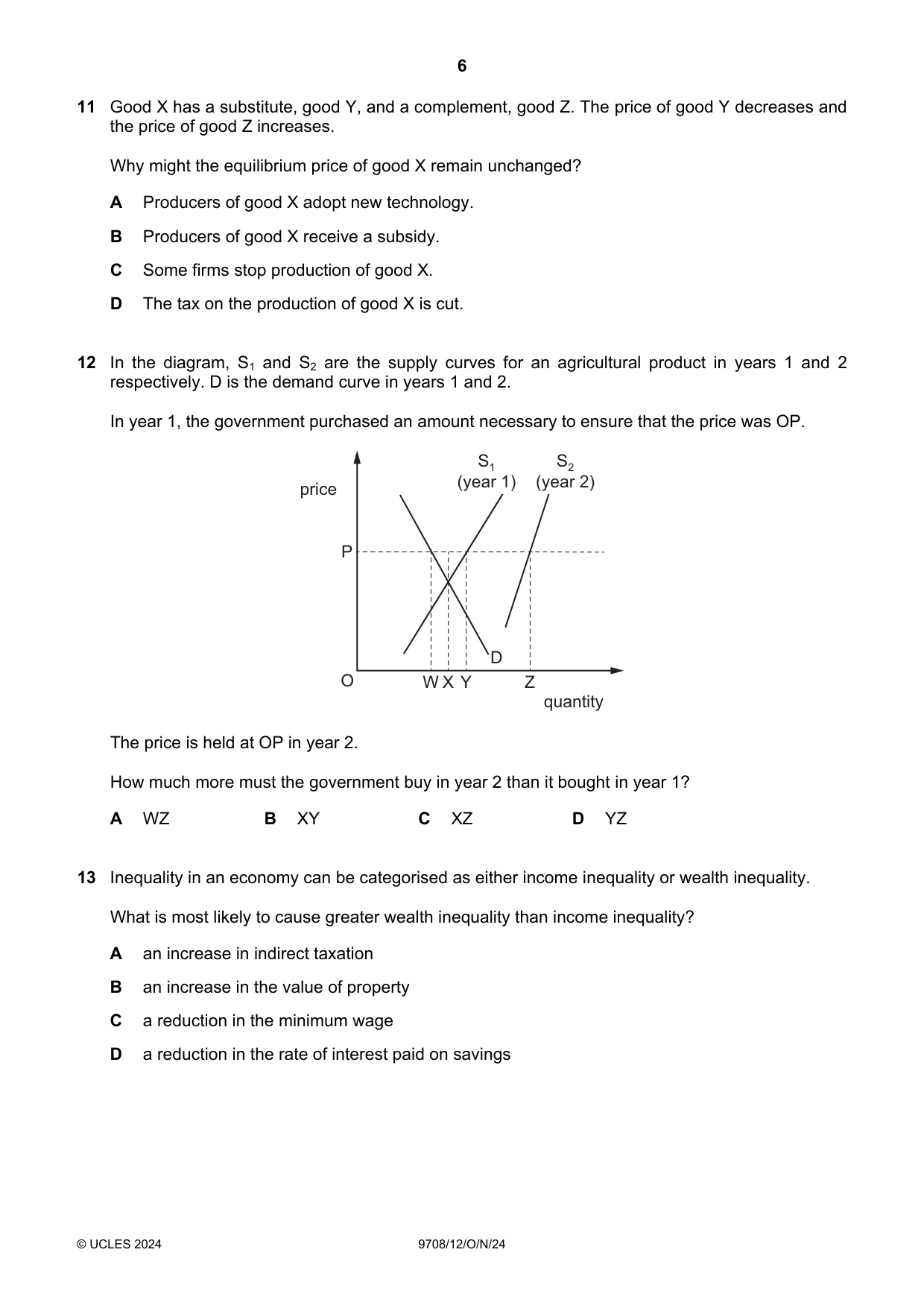 Cambridge A Level Economics 9708 2024 Oct/Nov Paper 1 · Variant 2 question paper, page 6 of 12