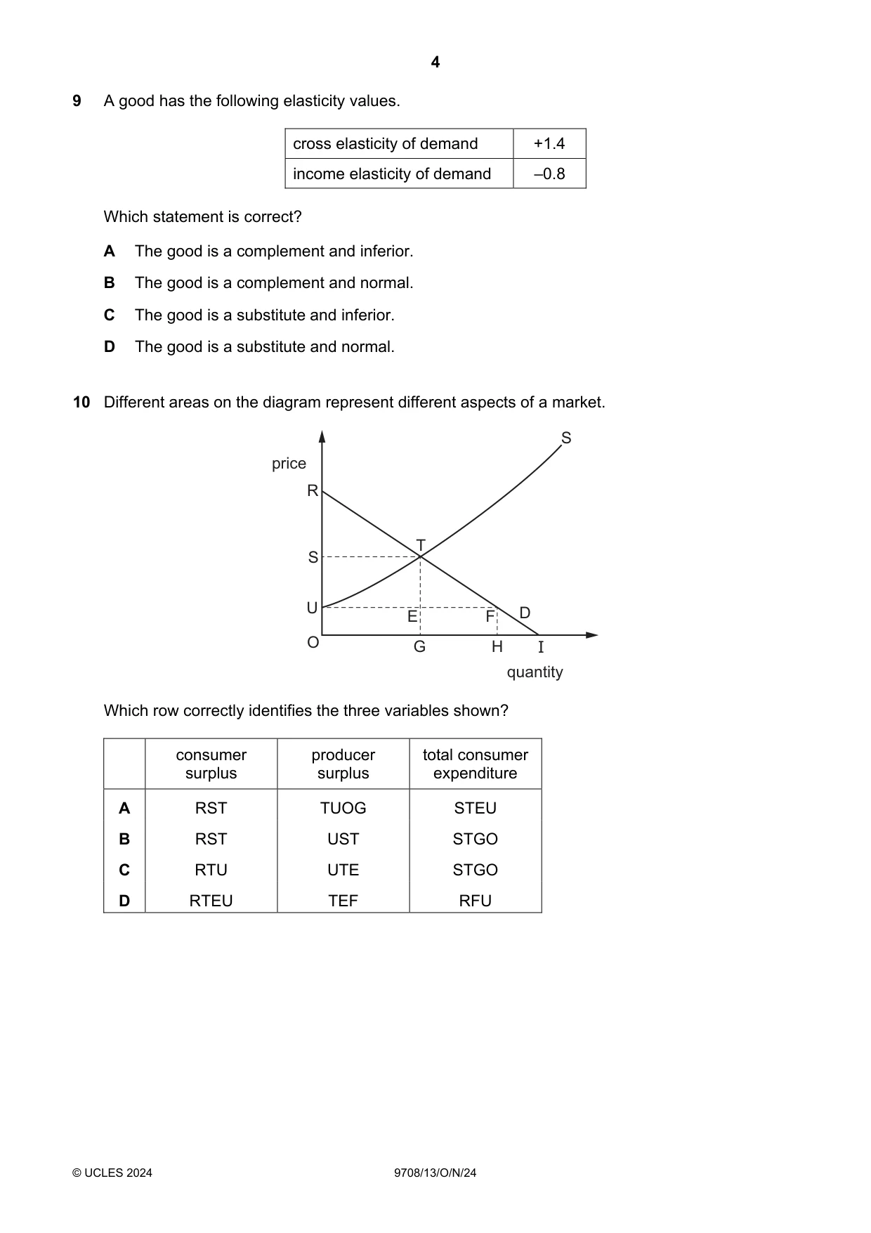 Cambridge A Level Economics 9708 2024 Oct/Nov Paper 1 · Variant 3 question paper, page 4 of 12