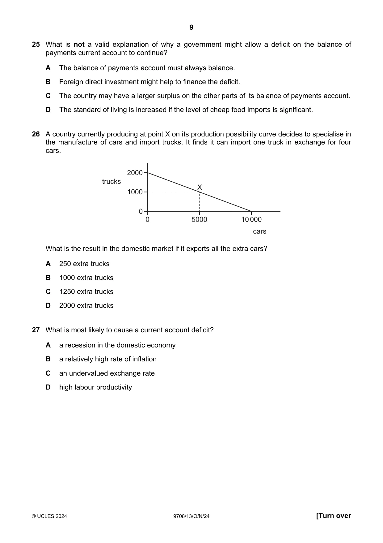 Cambridge A Level Economics 9708 2024 Oct/Nov Paper 1 · Variant 3 question paper, page 9 of 12