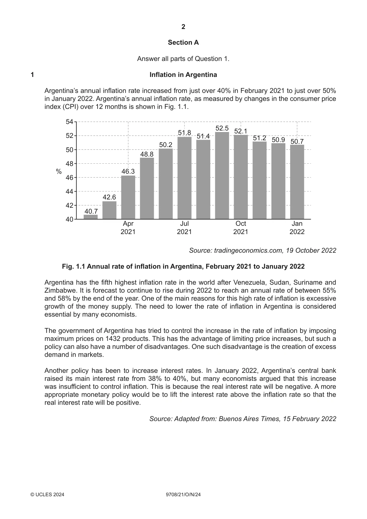 Cambridge A Level Economics 9708 2024 Oct/Nov Paper 2 · Variant 1 question paper, page 2 of 4