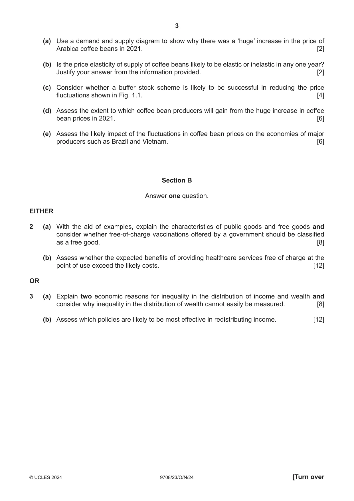 Cambridge A Level Economics 9708 2024 Oct/Nov Paper 2 · Variant 3 question paper, page 3 of 4