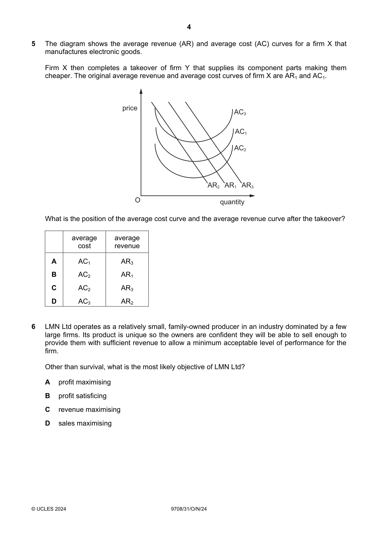 Cambridge A Level Economics 9708 2024 Oct/Nov Paper 3 · Variant 1 question paper, page 4 of 12