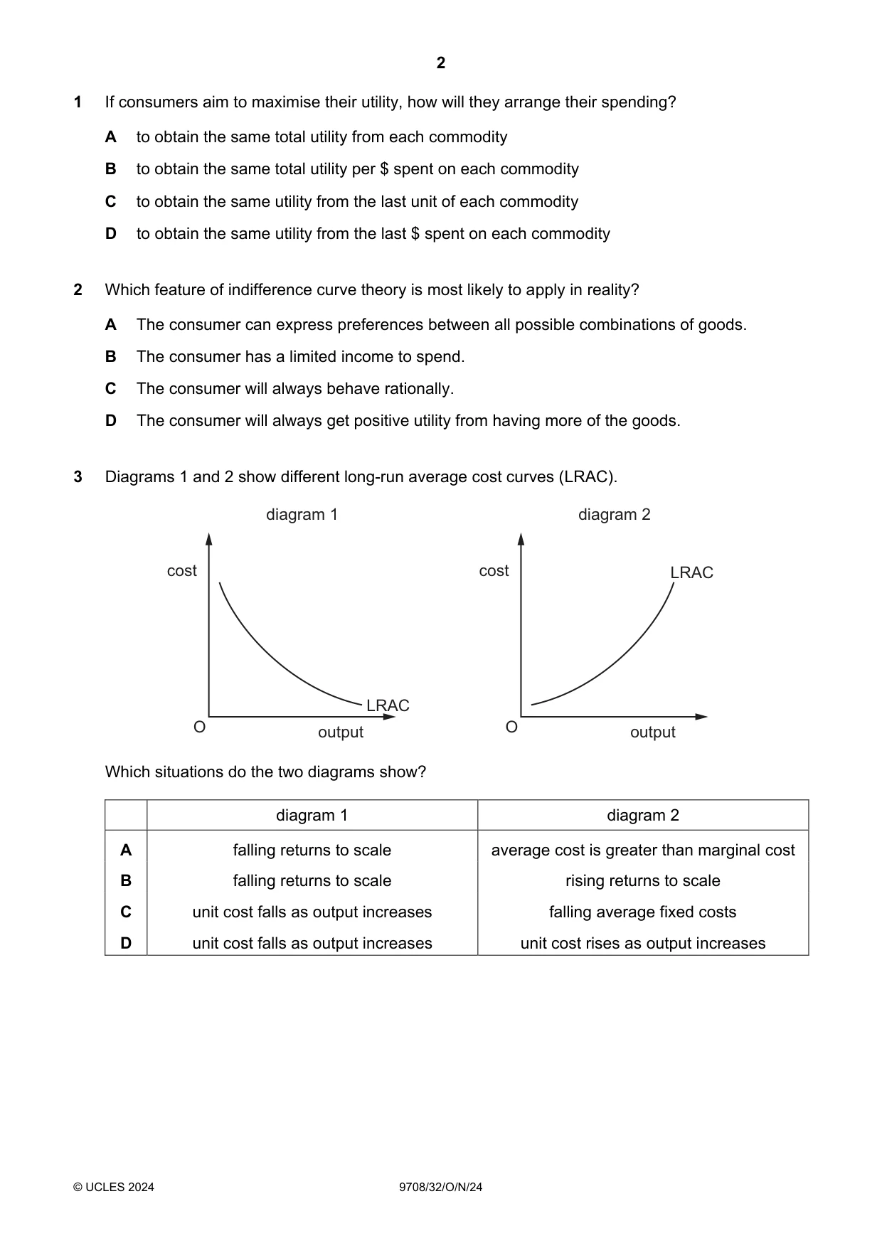 Cambridge A Level Economics 9708 2024 Oct/Nov Paper 3 · Variant 2 question paper, page 2 of 12