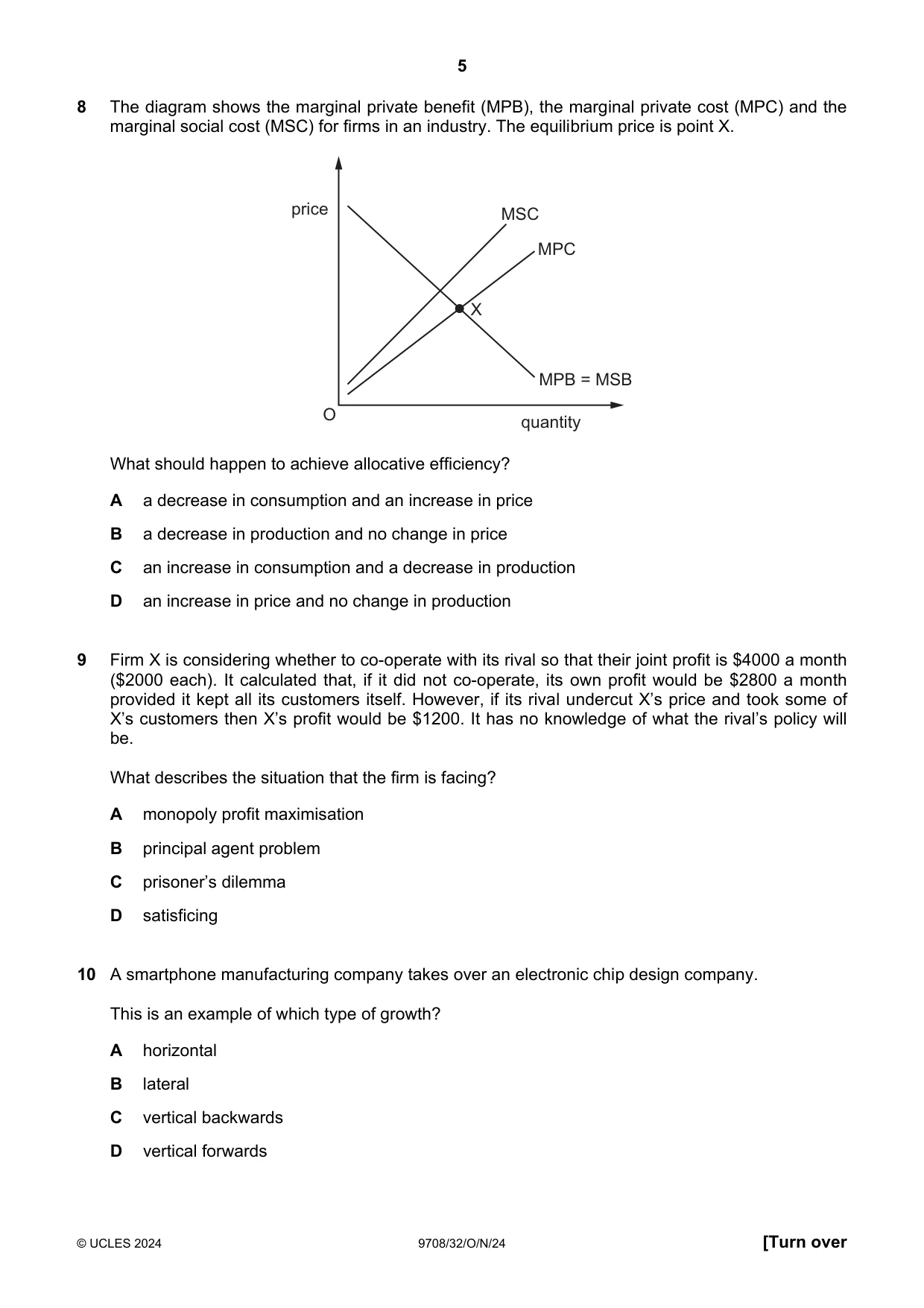 Cambridge A Level Economics 9708 2024 Oct/Nov Paper 3 · Variant 2 question paper, page 5 of 12