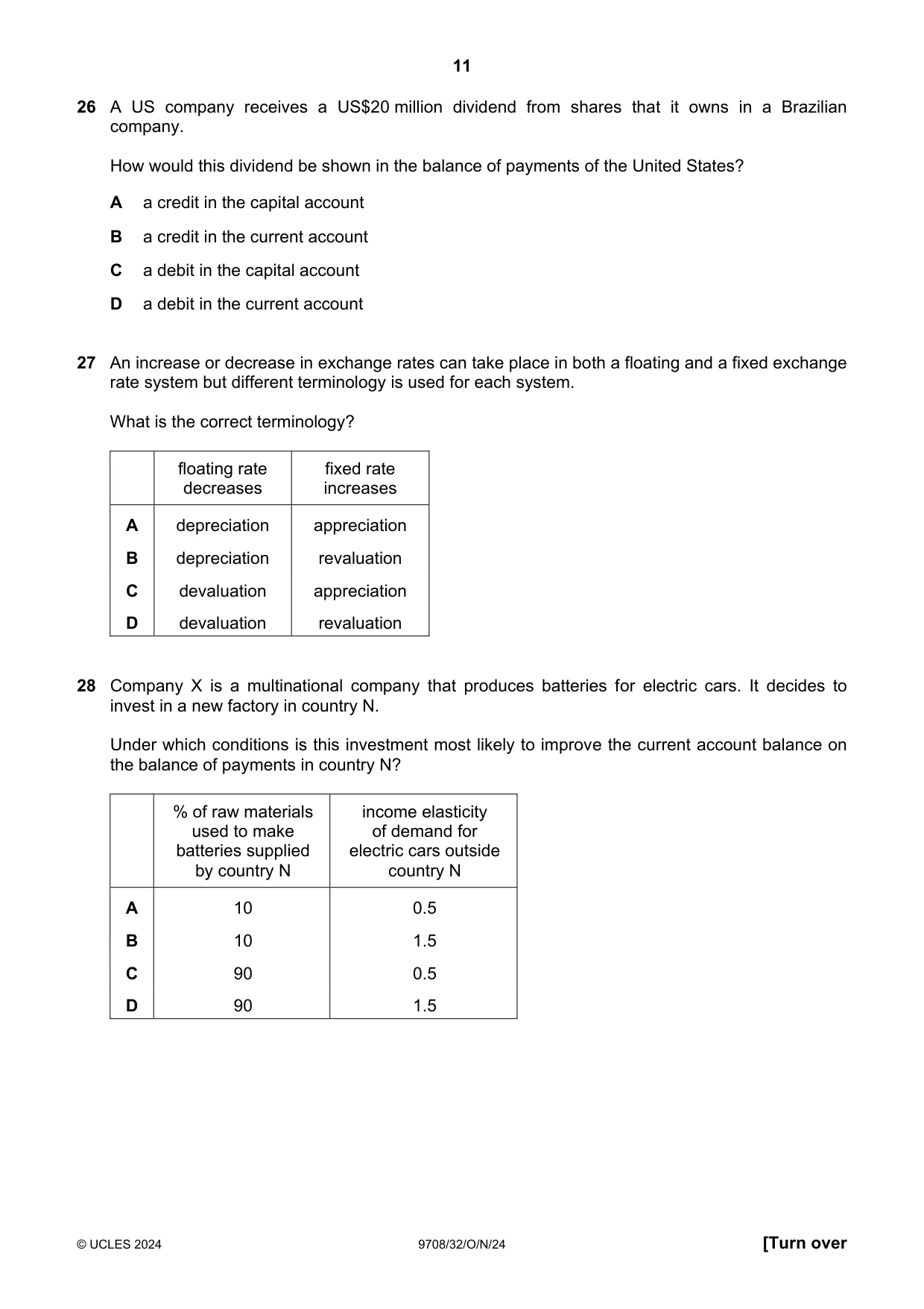 Cambridge A Level Economics 9708 2024 Oct/Nov Paper 3 · Variant 2 question paper, page 11 of 12
