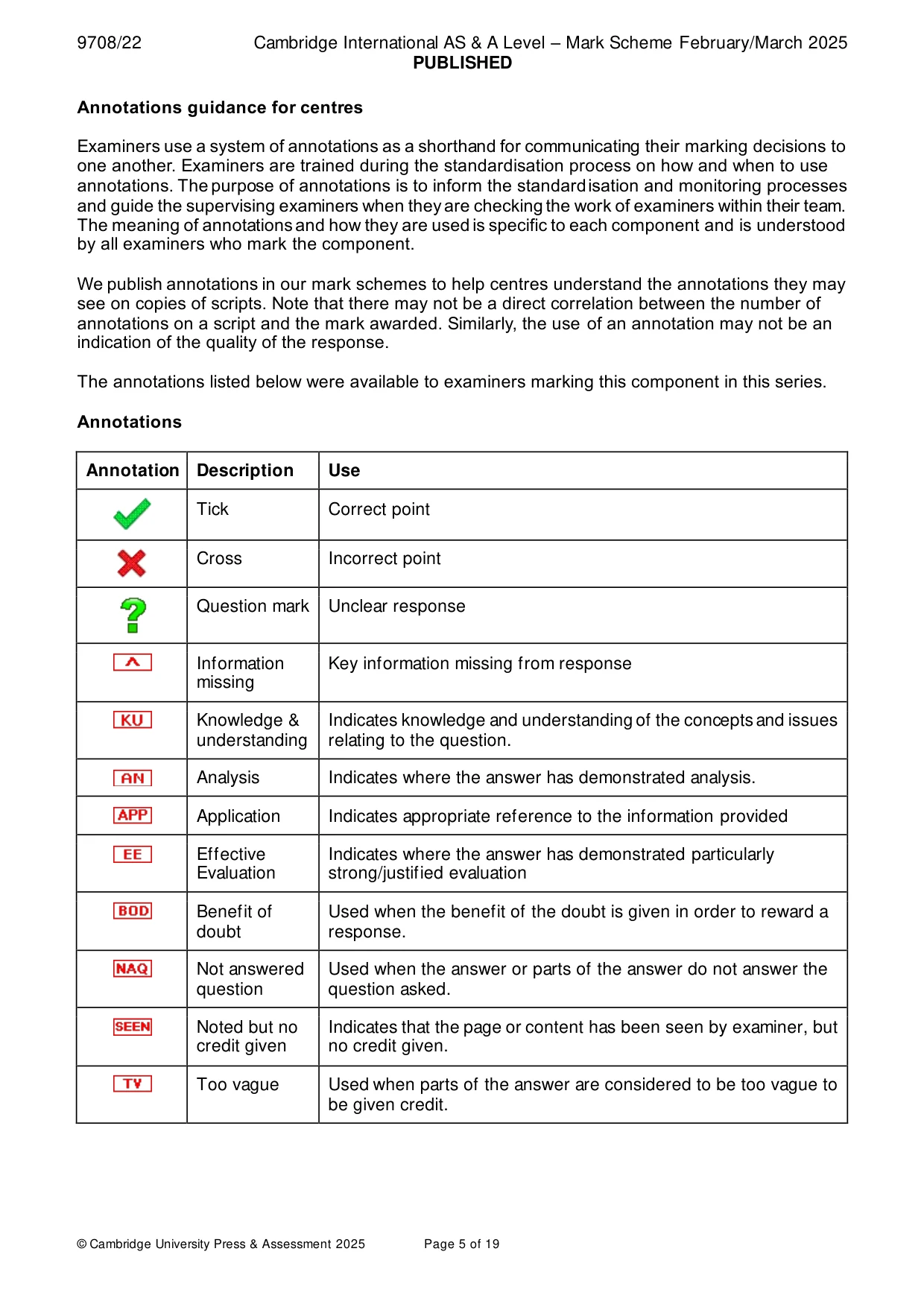 Mark scheme, page 5 of 19