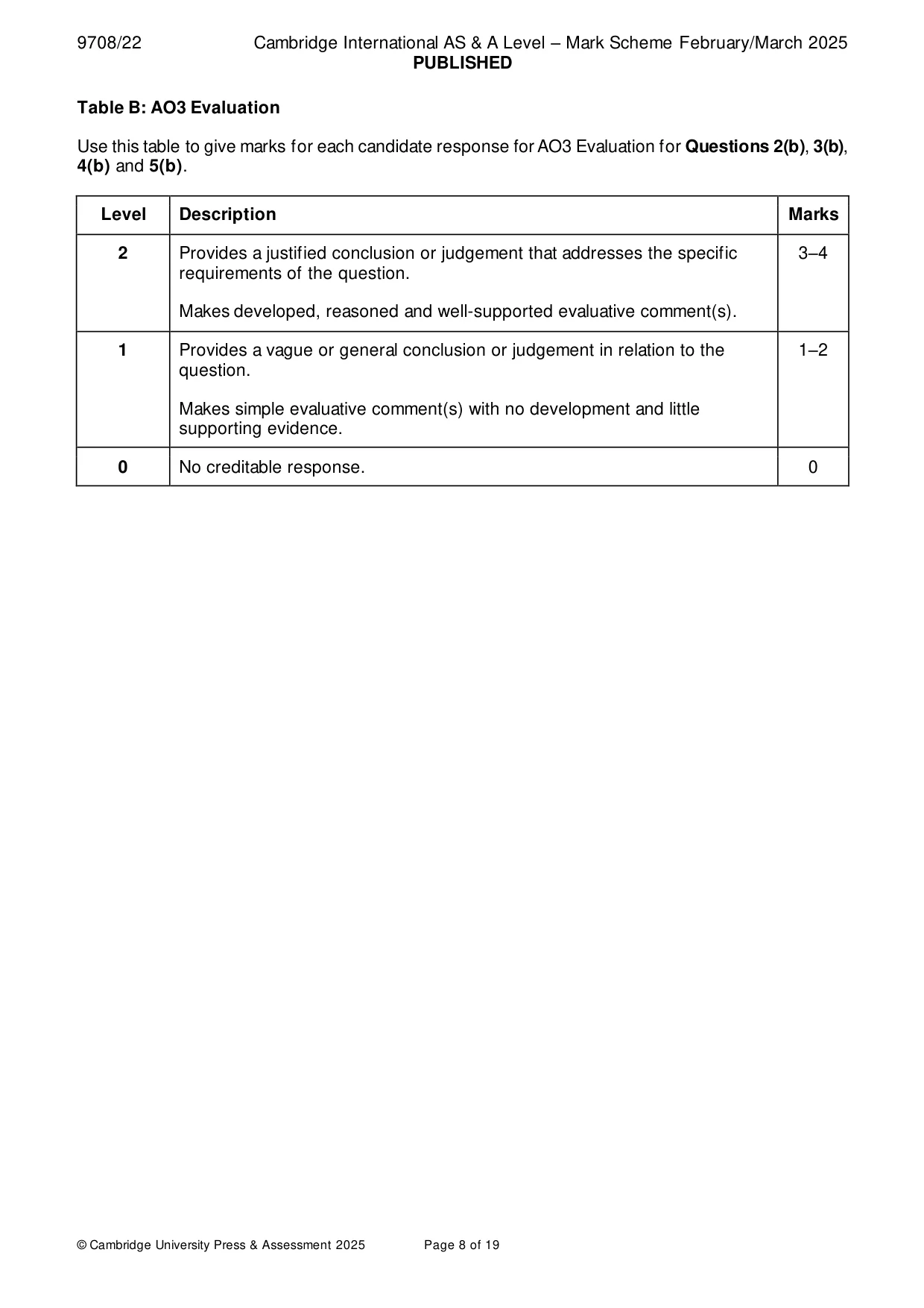 Mark scheme, page 8 of 19
