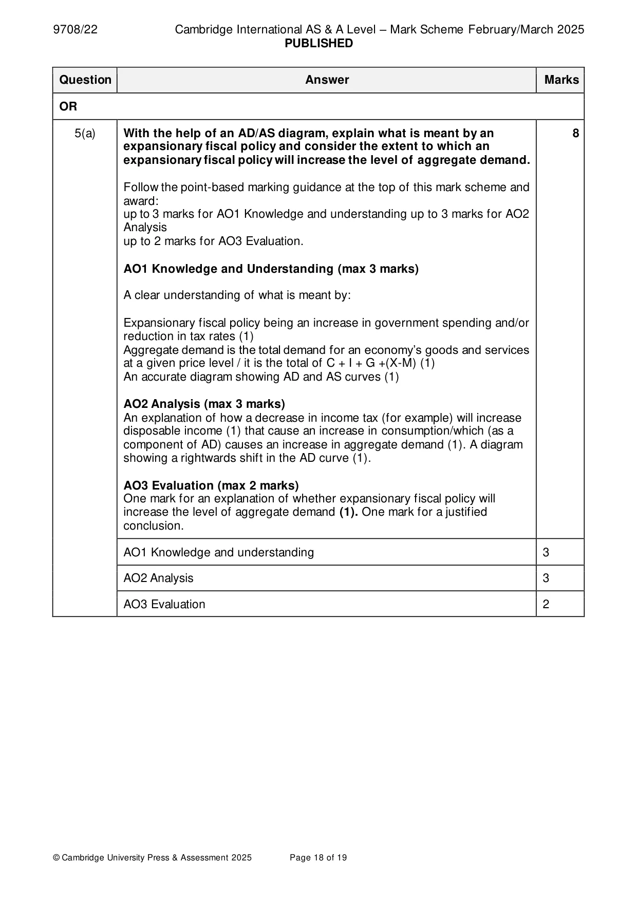 Mark scheme, page 18 of 19