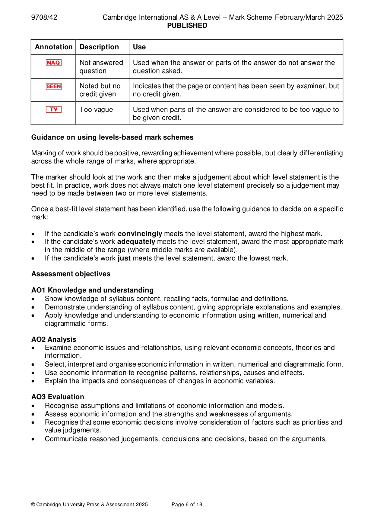 Mark scheme, page 6 of 18