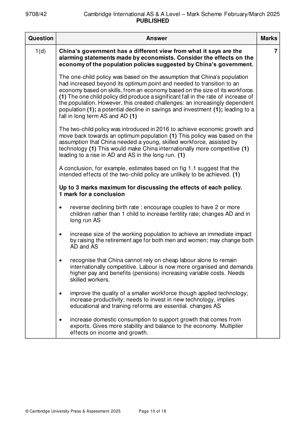 Mark scheme, page 10 of 18
