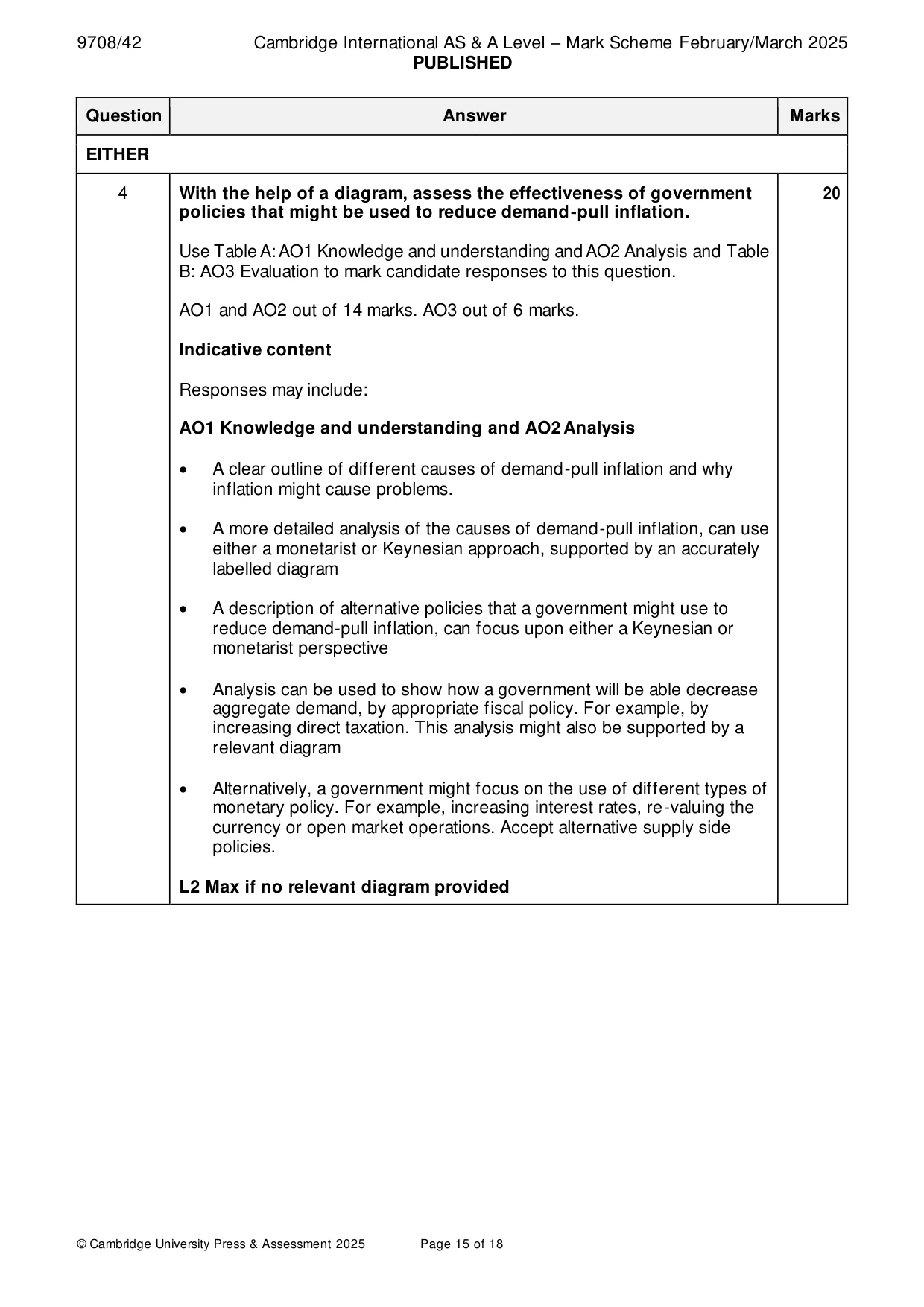 Mark scheme, page 15 of 18