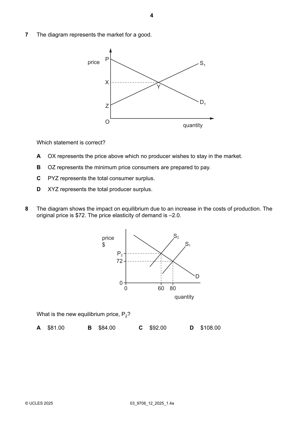 Cambridge A Level Economics 9708 2025 Feb/March Paper 1 · Variant 2 question paper, page 4 of 12