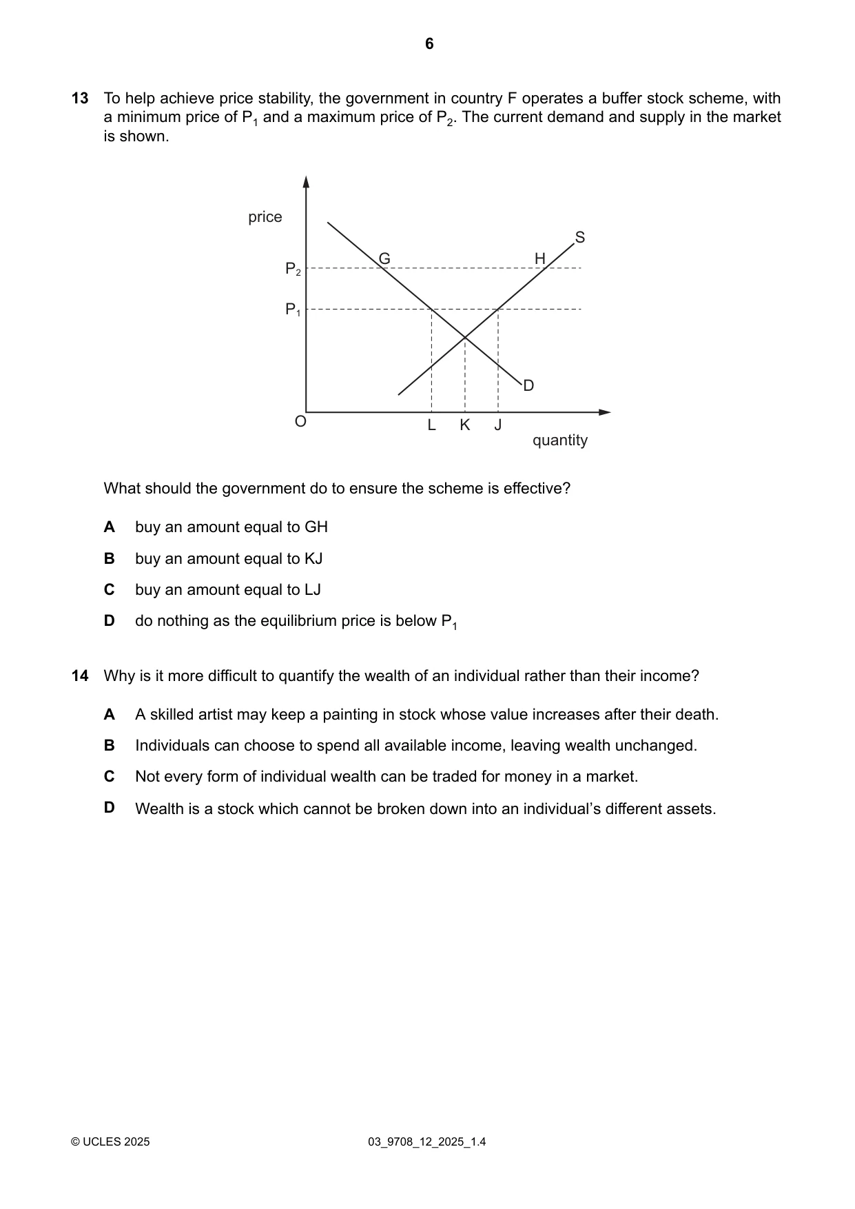 Cambridge A Level Economics 9708 2025 Feb/March Paper 1 · Variant 2 question paper, page 6 of 12