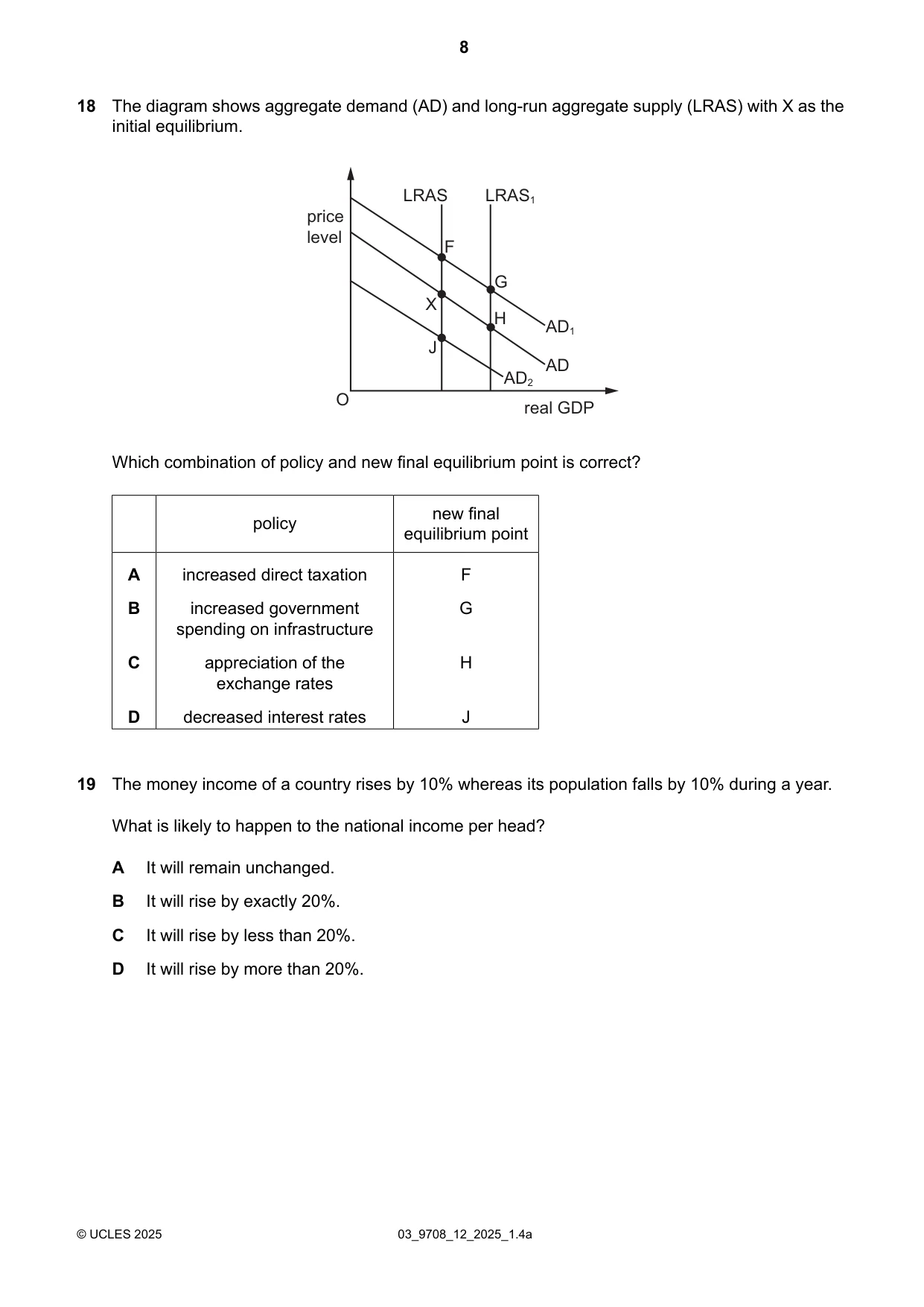 Cambridge A Level Economics 9708 2025 Feb/March Paper 1 · Variant 2 question paper, page 8 of 12