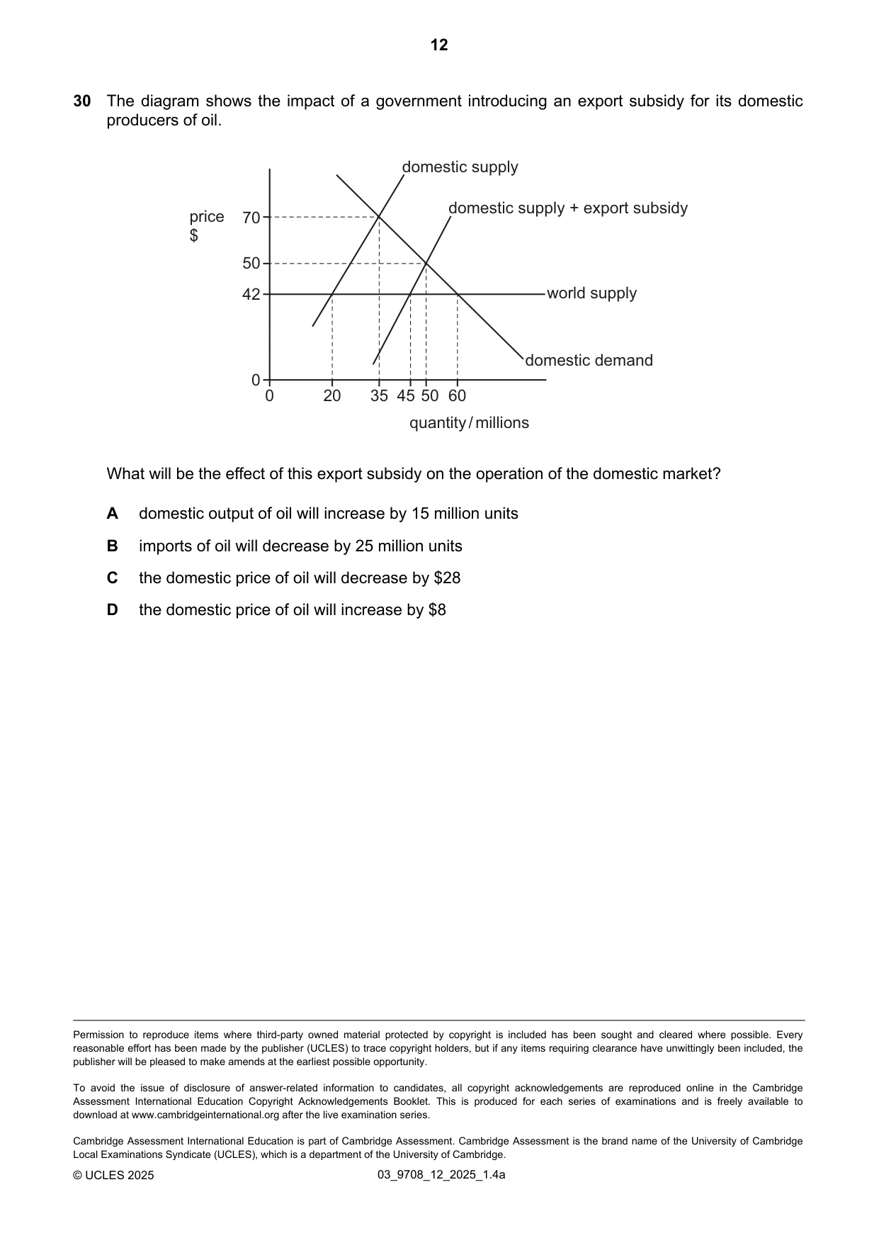 Cambridge A Level Economics 9708 2025 Feb/March Paper 1 · Variant 2 question paper, page 12 of 12