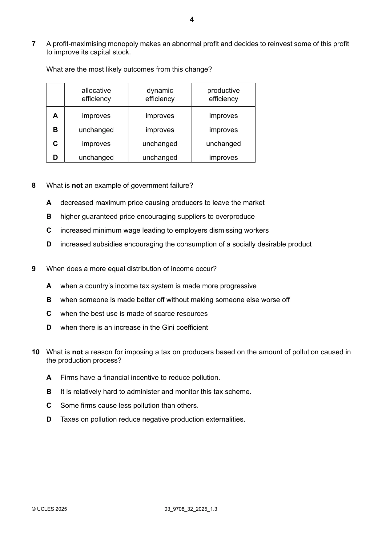 Cambridge A Level Economics 9708 2025 Feb/March Paper 3 · Variant 2 question paper, page 4 of 12