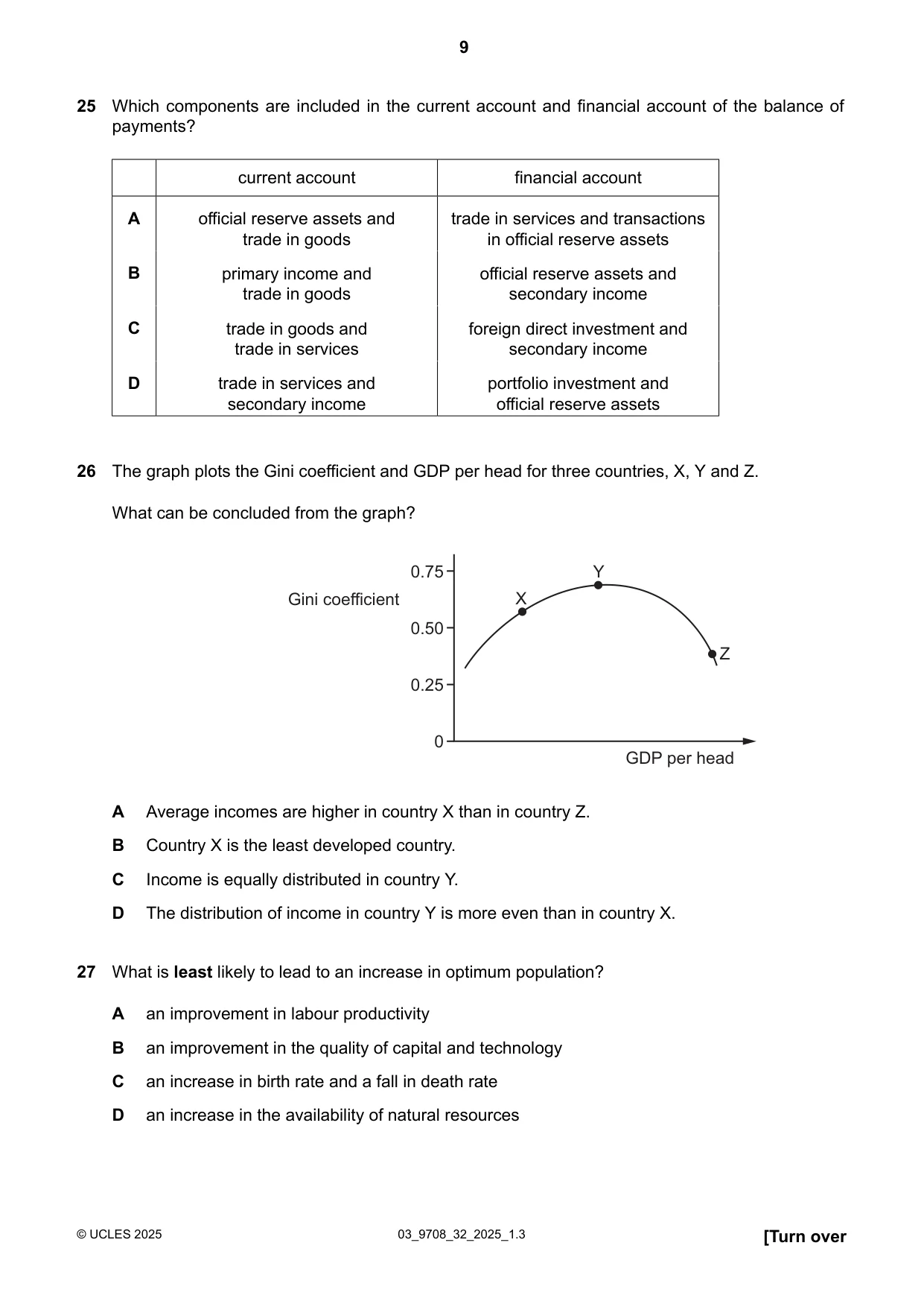 Cambridge A Level Economics 9708 2025 Feb/March Paper 3 · Variant 2 question paper, page 9 of 12