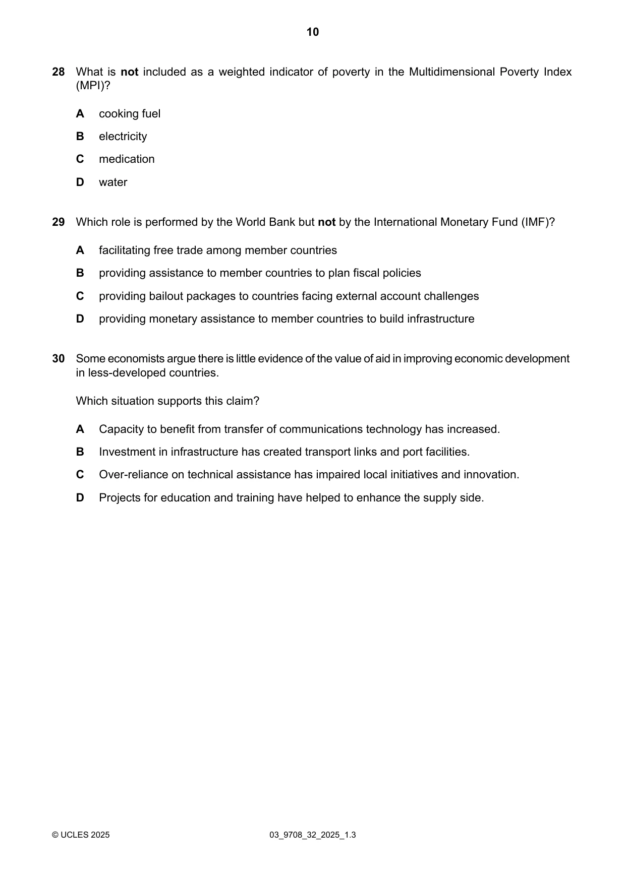 Cambridge A Level Economics 9708 2025 Feb/March Paper 3 · Variant 2 question paper, page 10 of 12