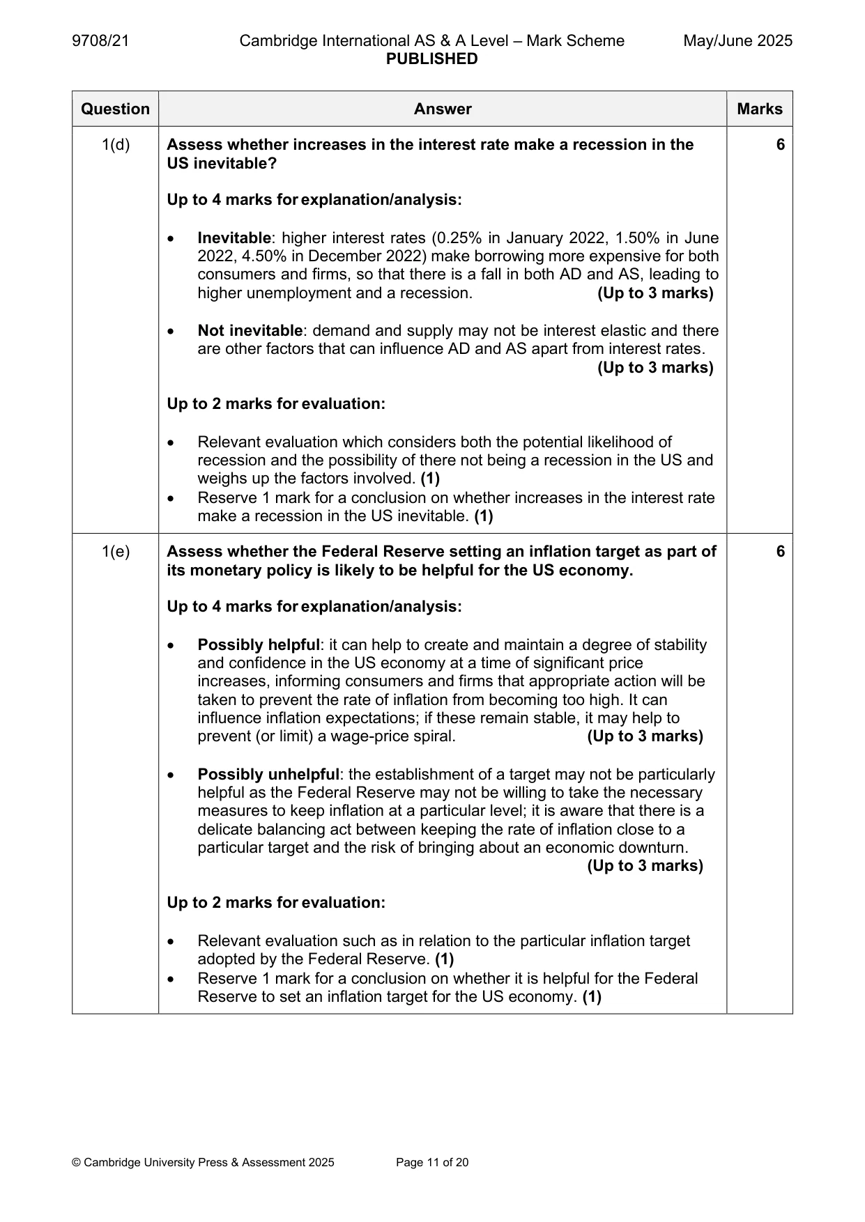 Mark scheme, page 11 of 20