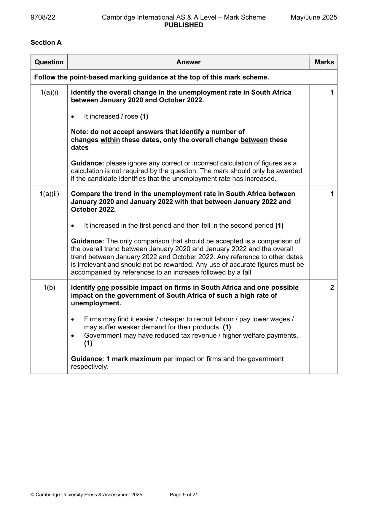 Mark scheme, page 9 of 21