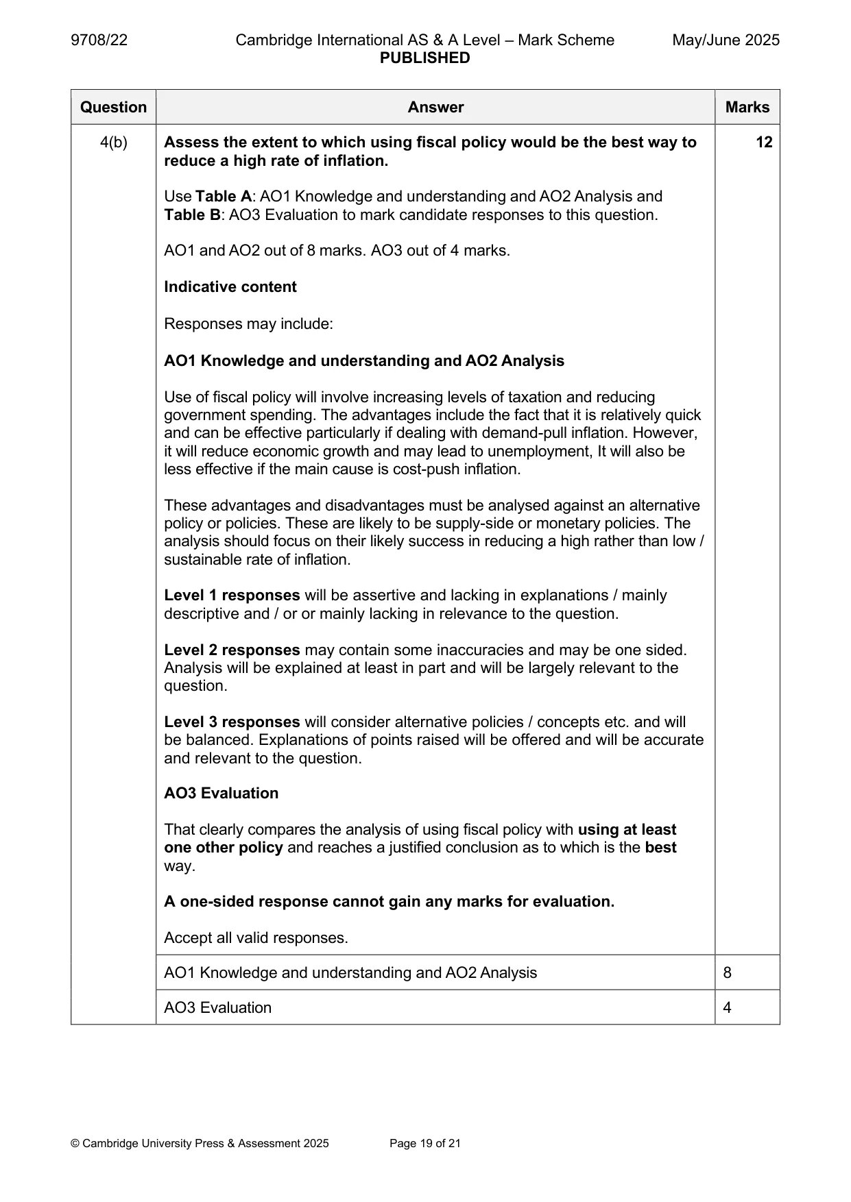 Mark scheme, page 19 of 21
