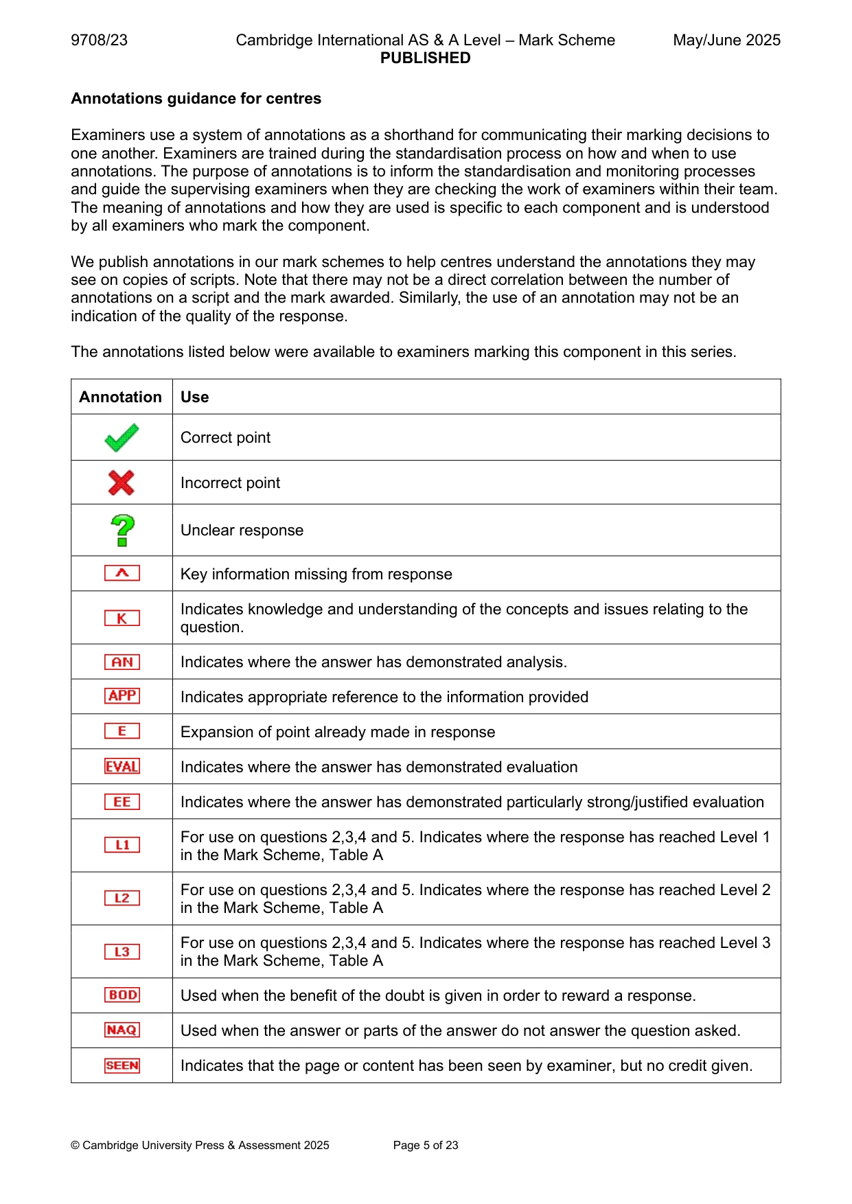Mark scheme, page 5 of 23