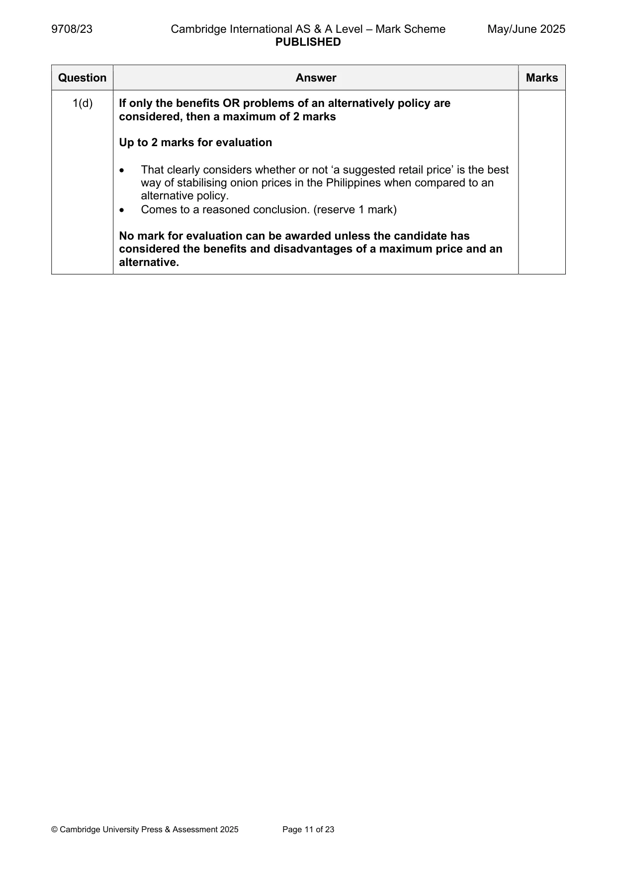 Mark scheme, page 11 of 23