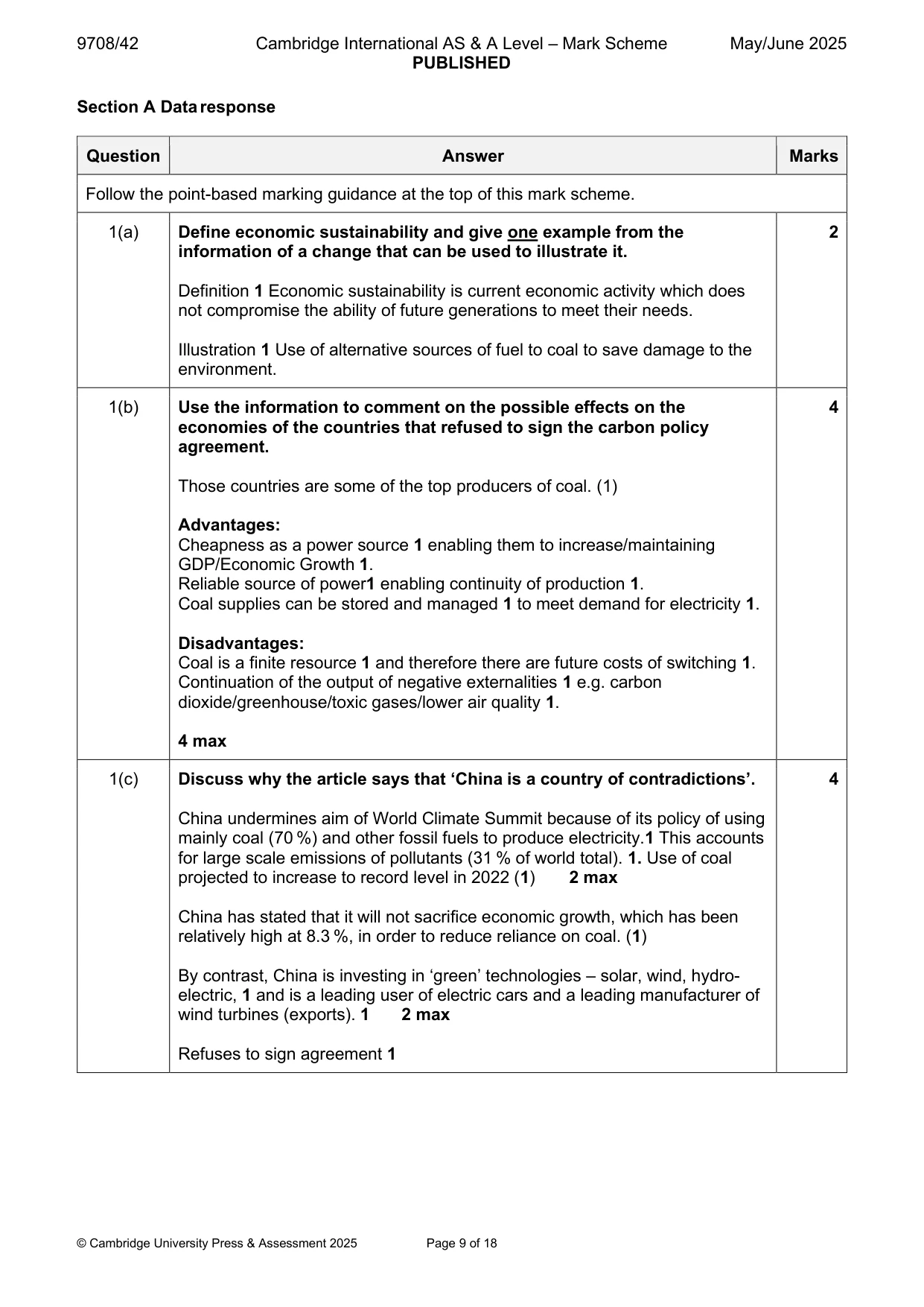 Mark scheme, page 9 of 18