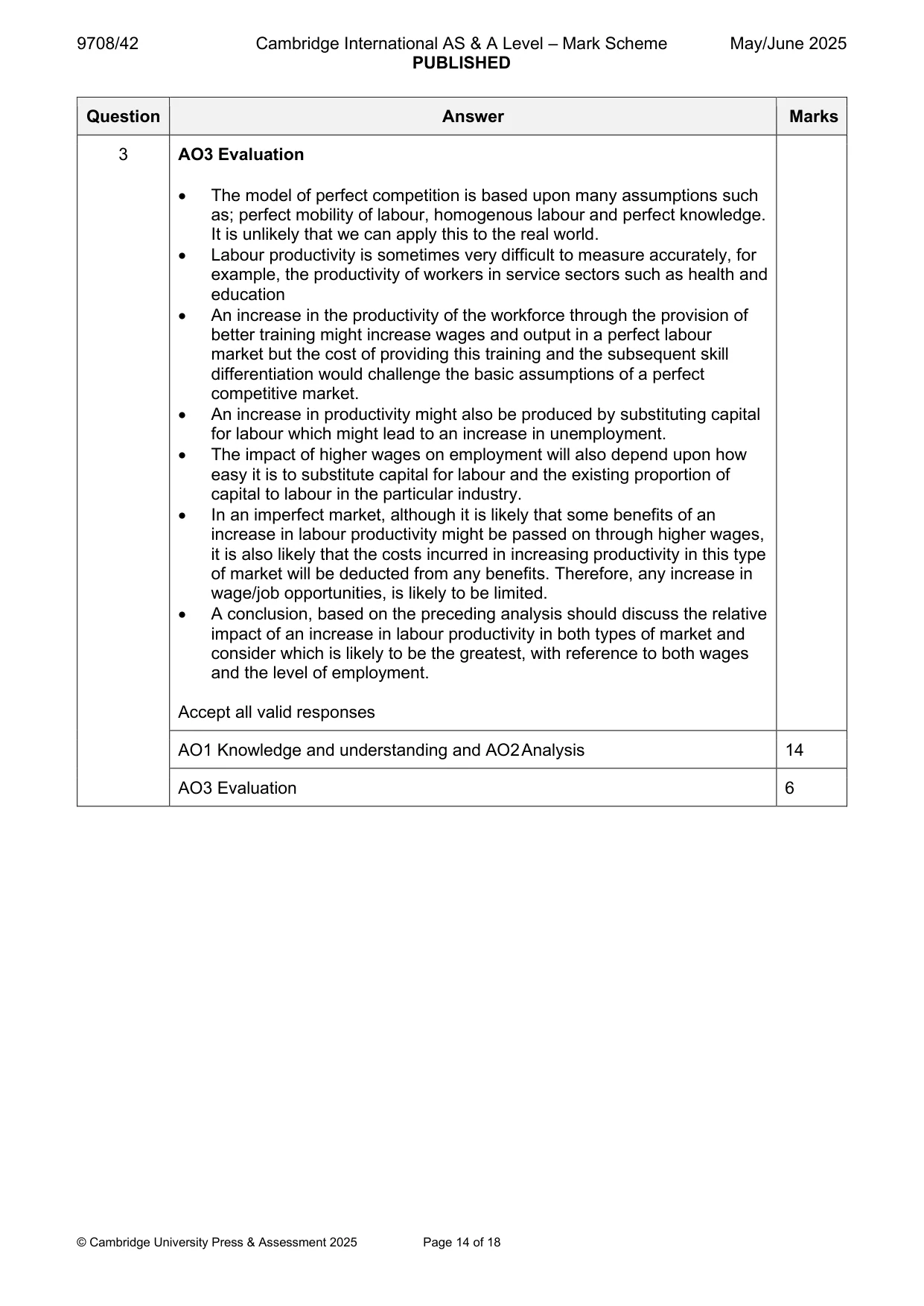 Mark scheme, page 14 of 18